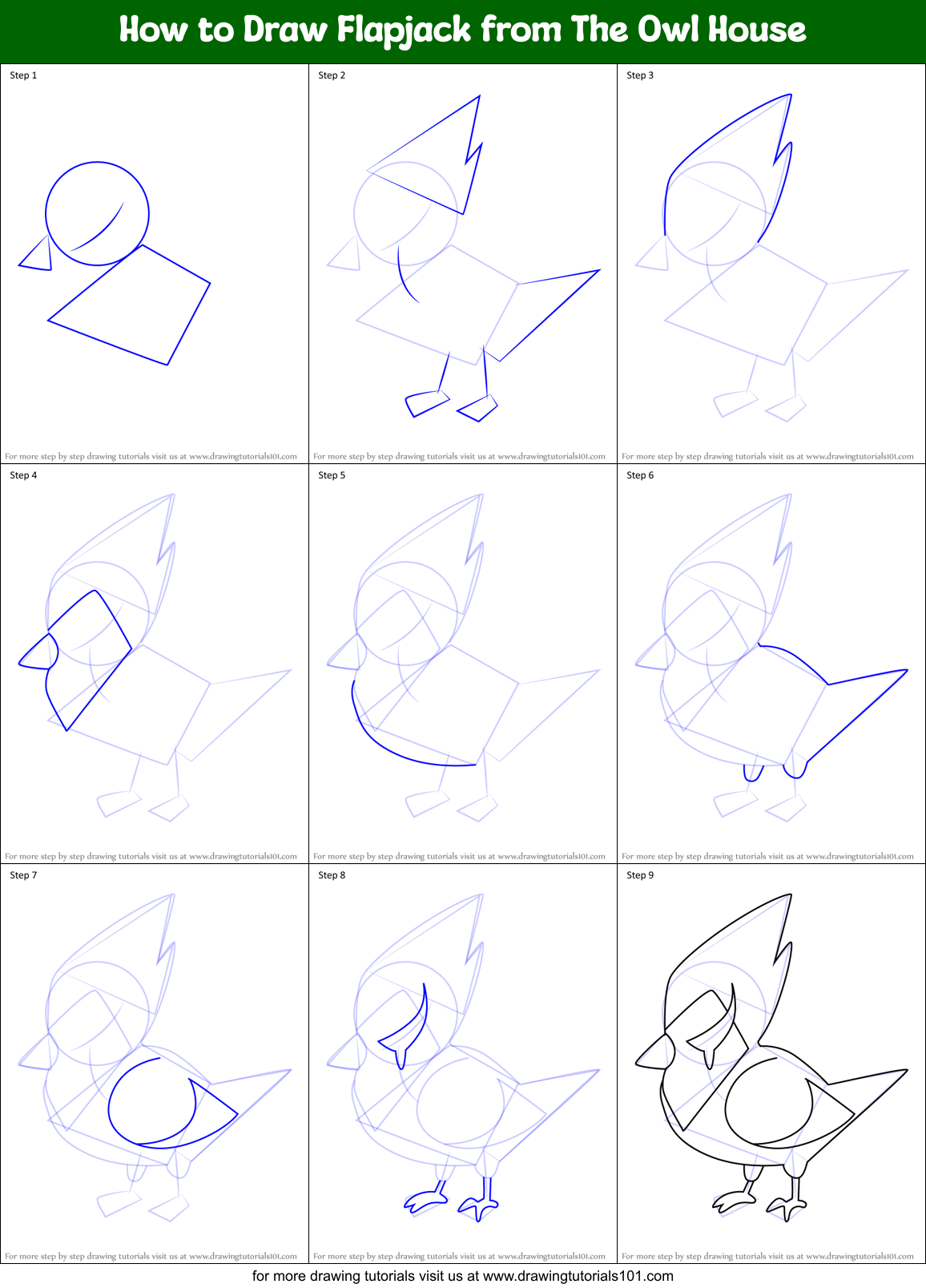 How to Draw Flapjack from The Owl House Printable Step by Step