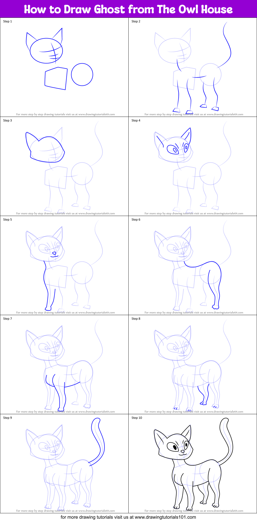 How to Draw Ghost from The Owl House Printable Step by Step