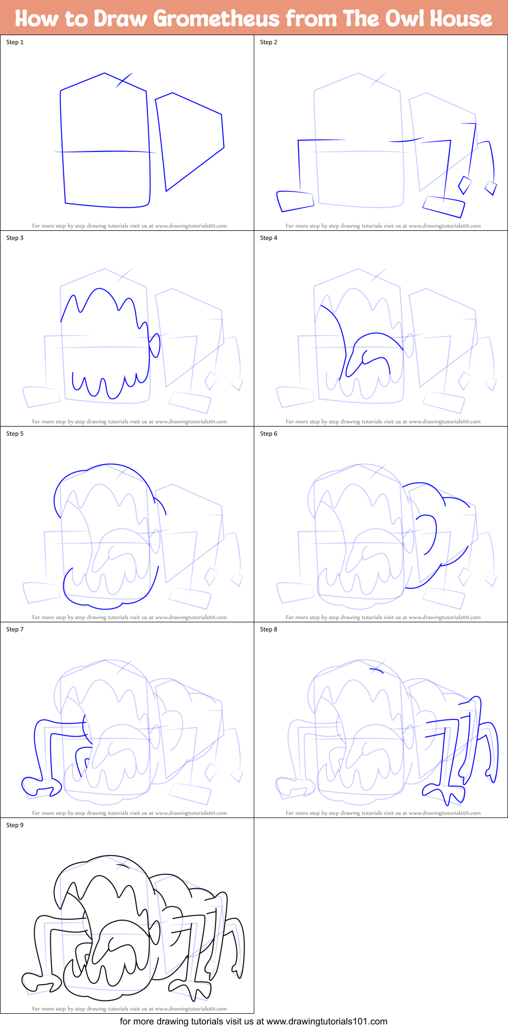 How to Draw Grometheus from The Owl House Printable Step by Step