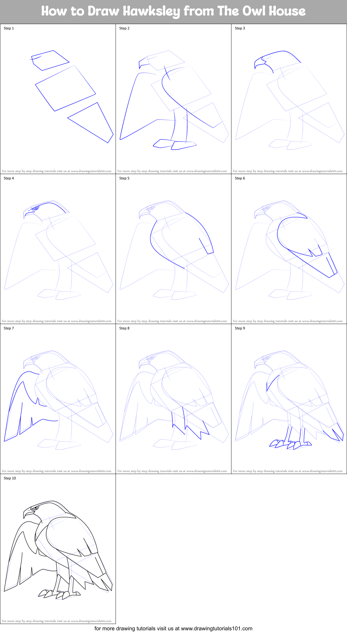 How to Draw Hawksley from The Owl House Printable Step by Step