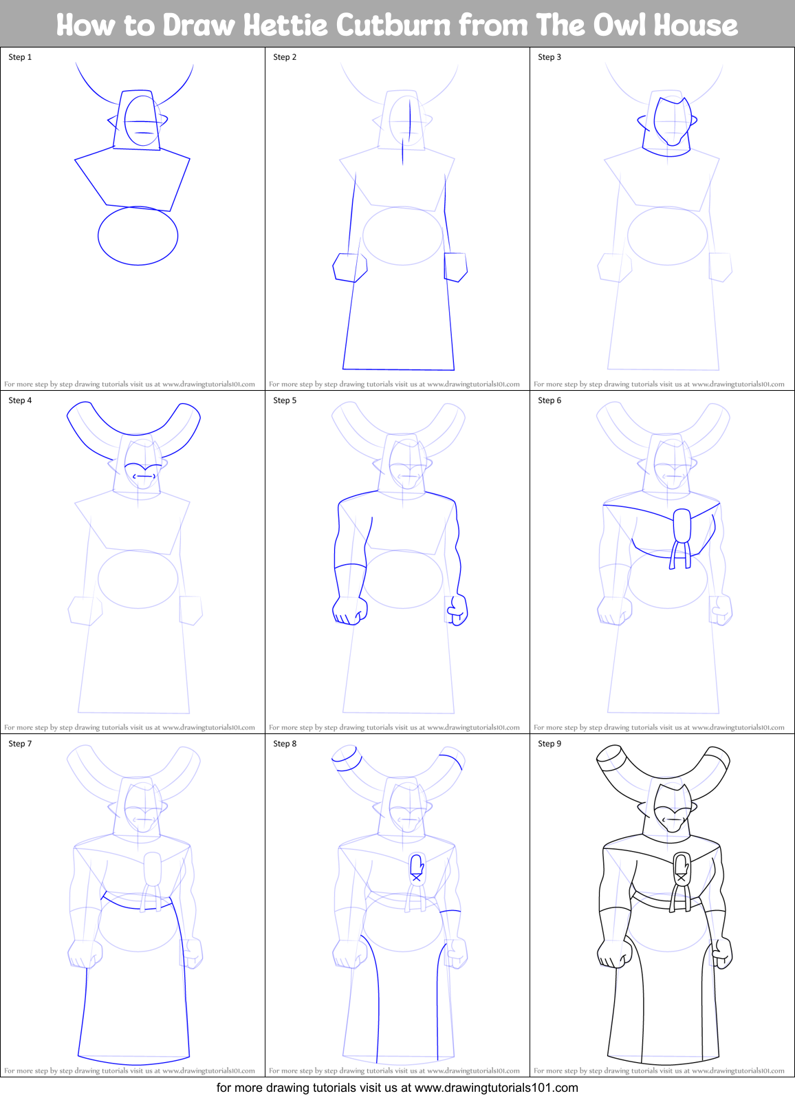How to Draw Hettie Cutburn from The Owl House Printable Step by Step