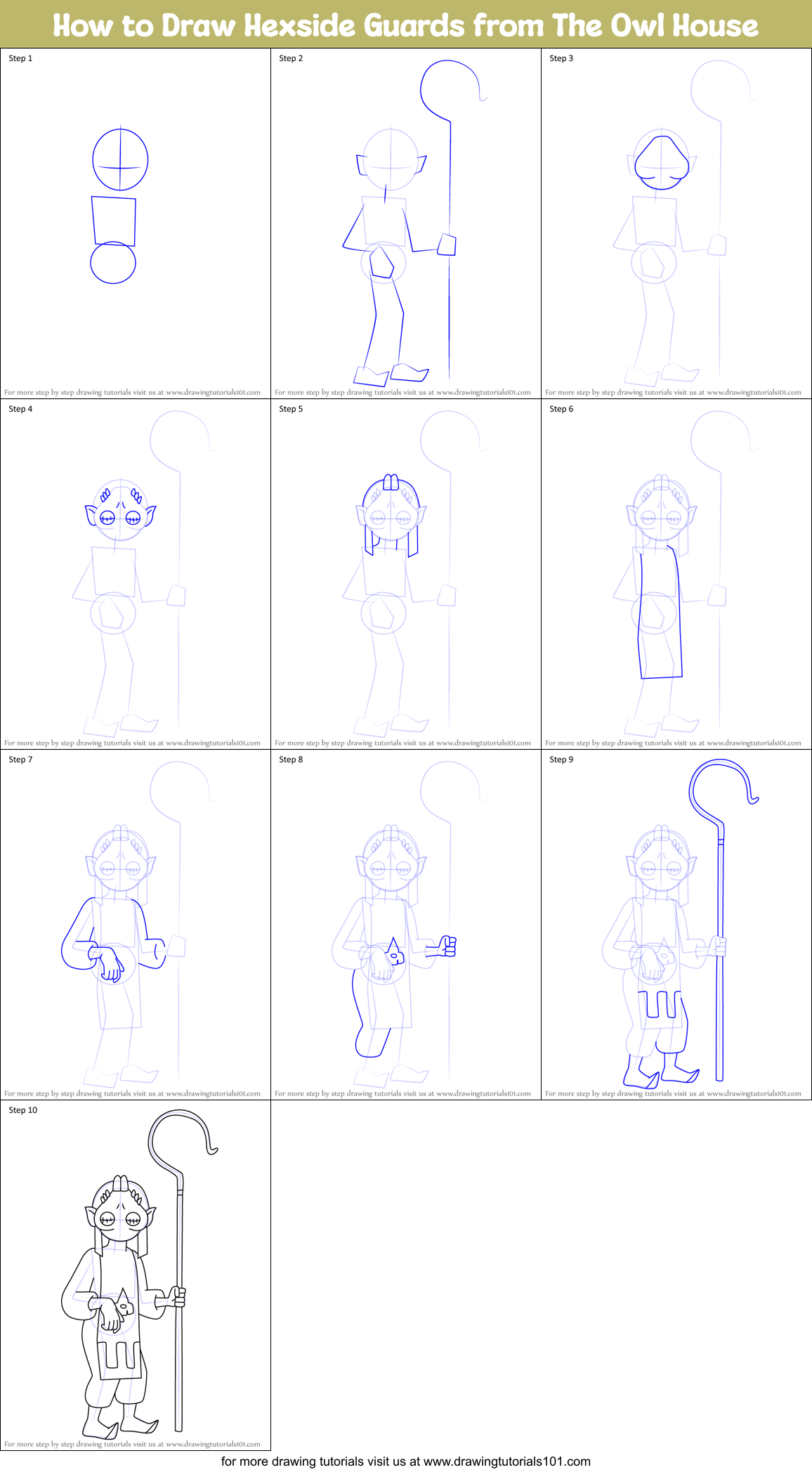 How to Draw Hexside Guards from The Owl House Printable Step by Step