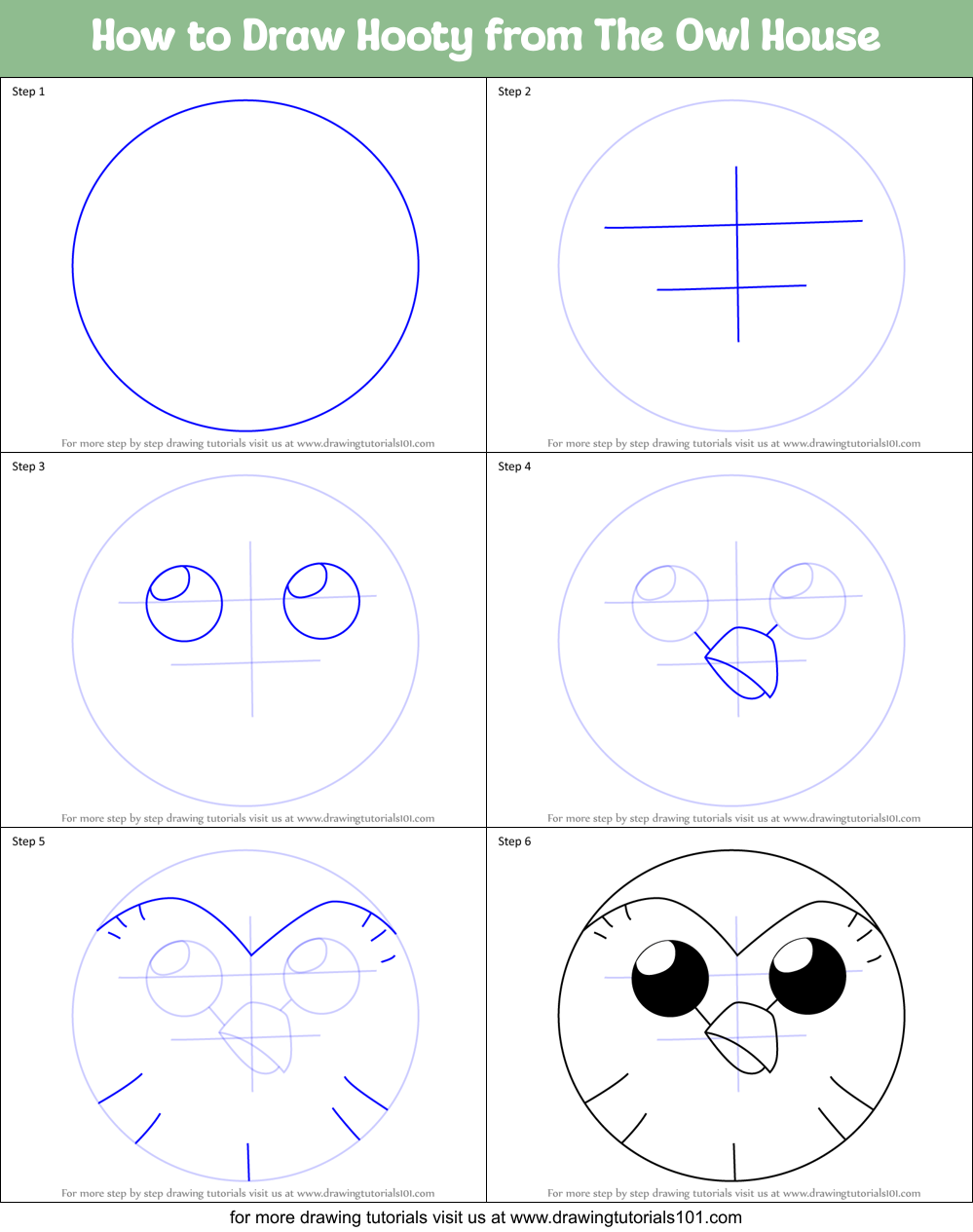 How to Draw Hooty from The Owl House Printable Step by Step