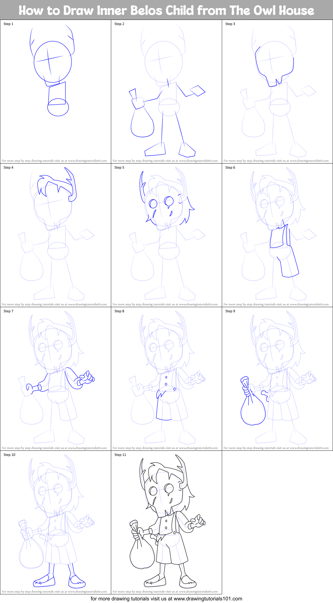 How to Draw Inner Belos Child from The Owl House Printable Step by Step