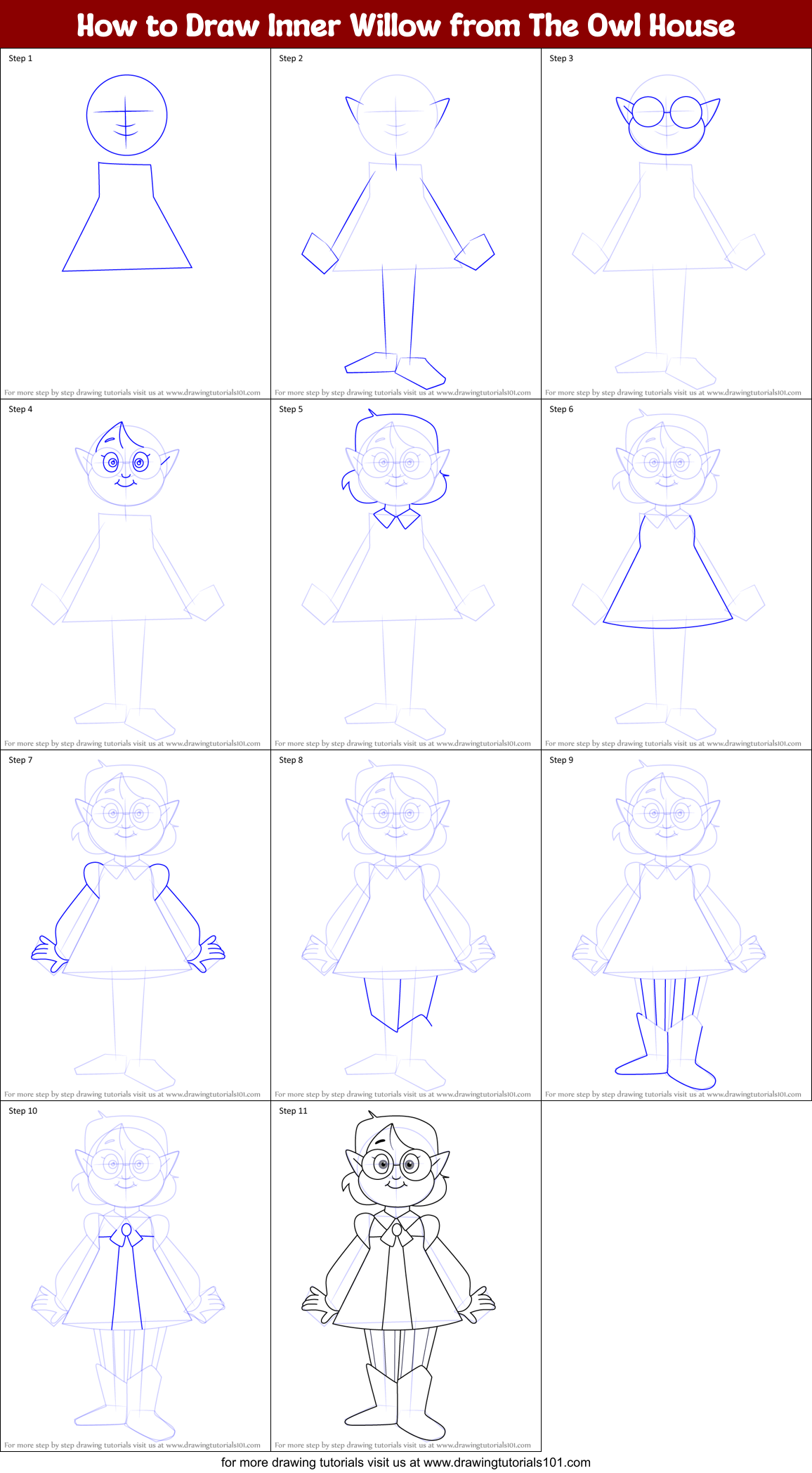 How to Draw Inner Willow from The Owl House Printable Step by Step