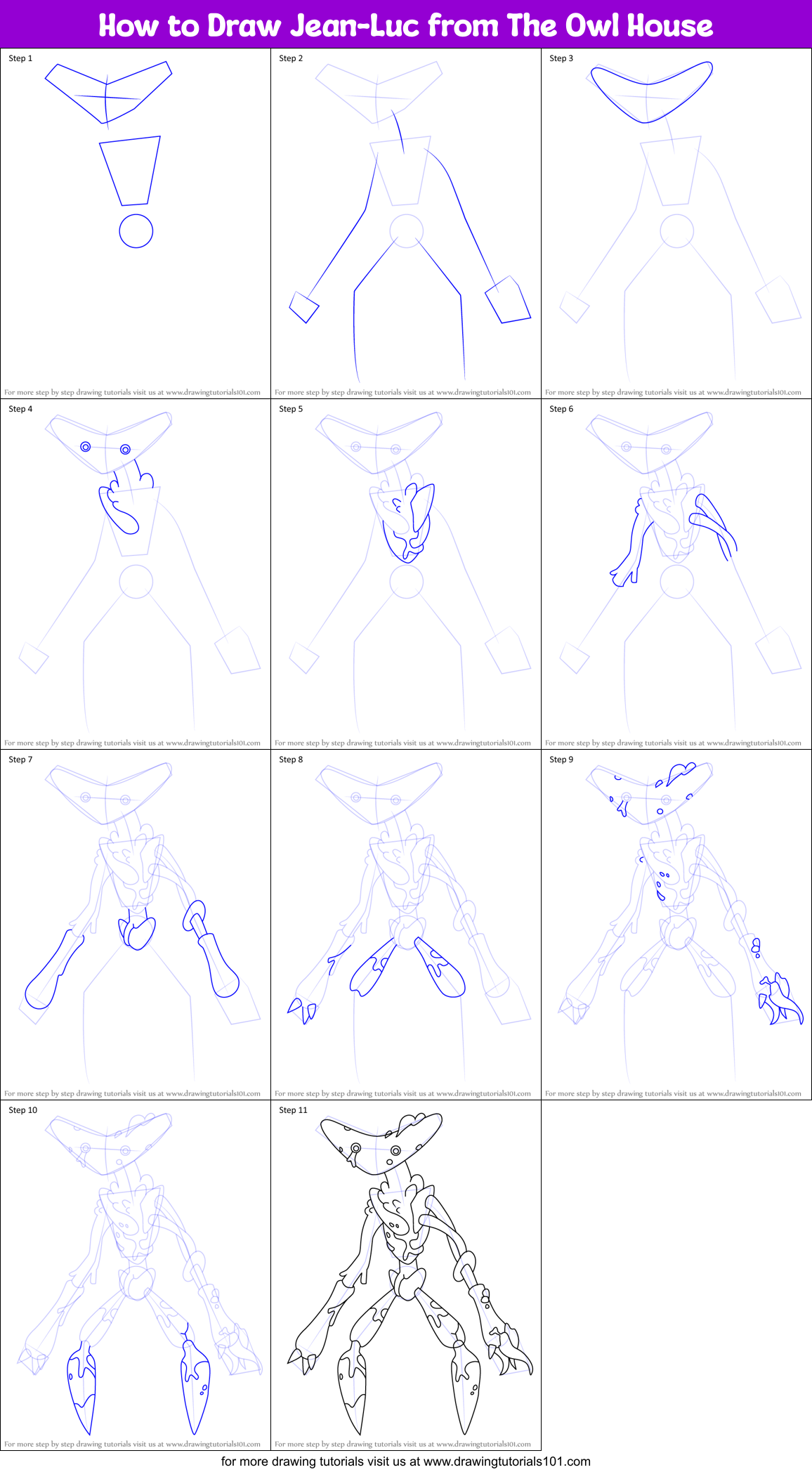 How to Draw Jean-Luc from The Owl House Printable Step by Step