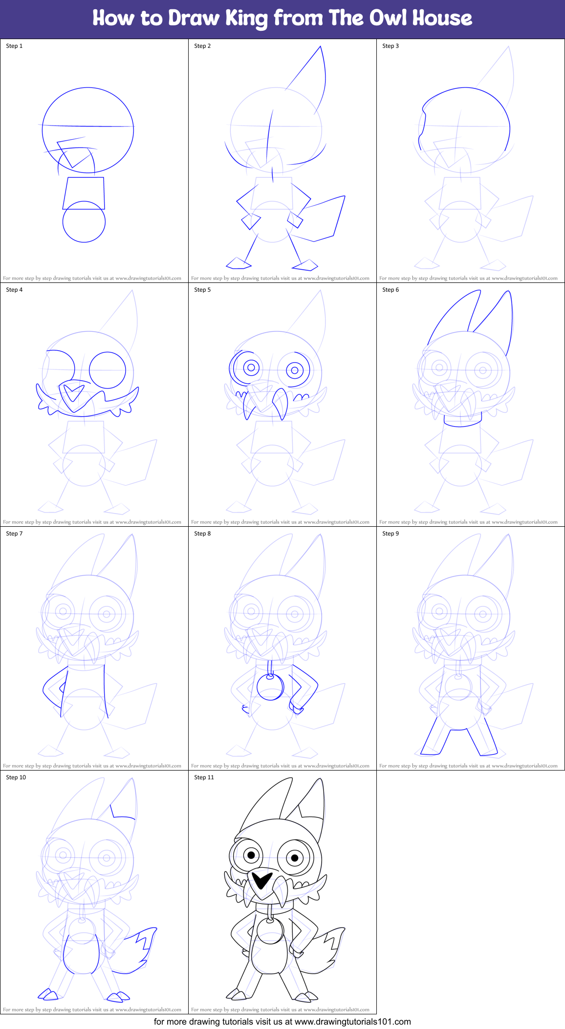 How to Draw King from The Owl House Printable Step by Step