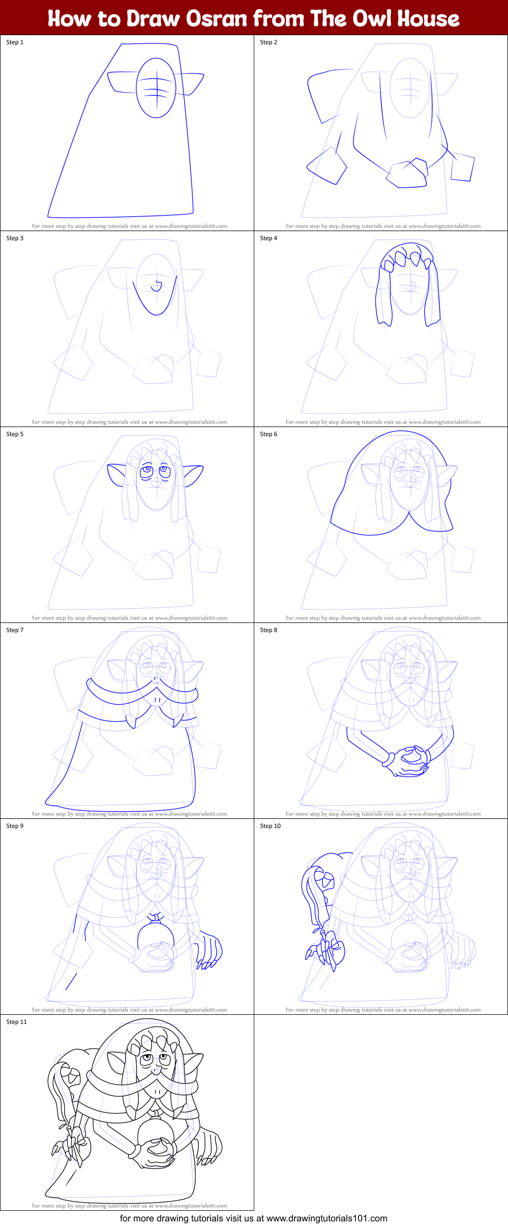 How to Draw Osran from The Owl House Printable Step by Step