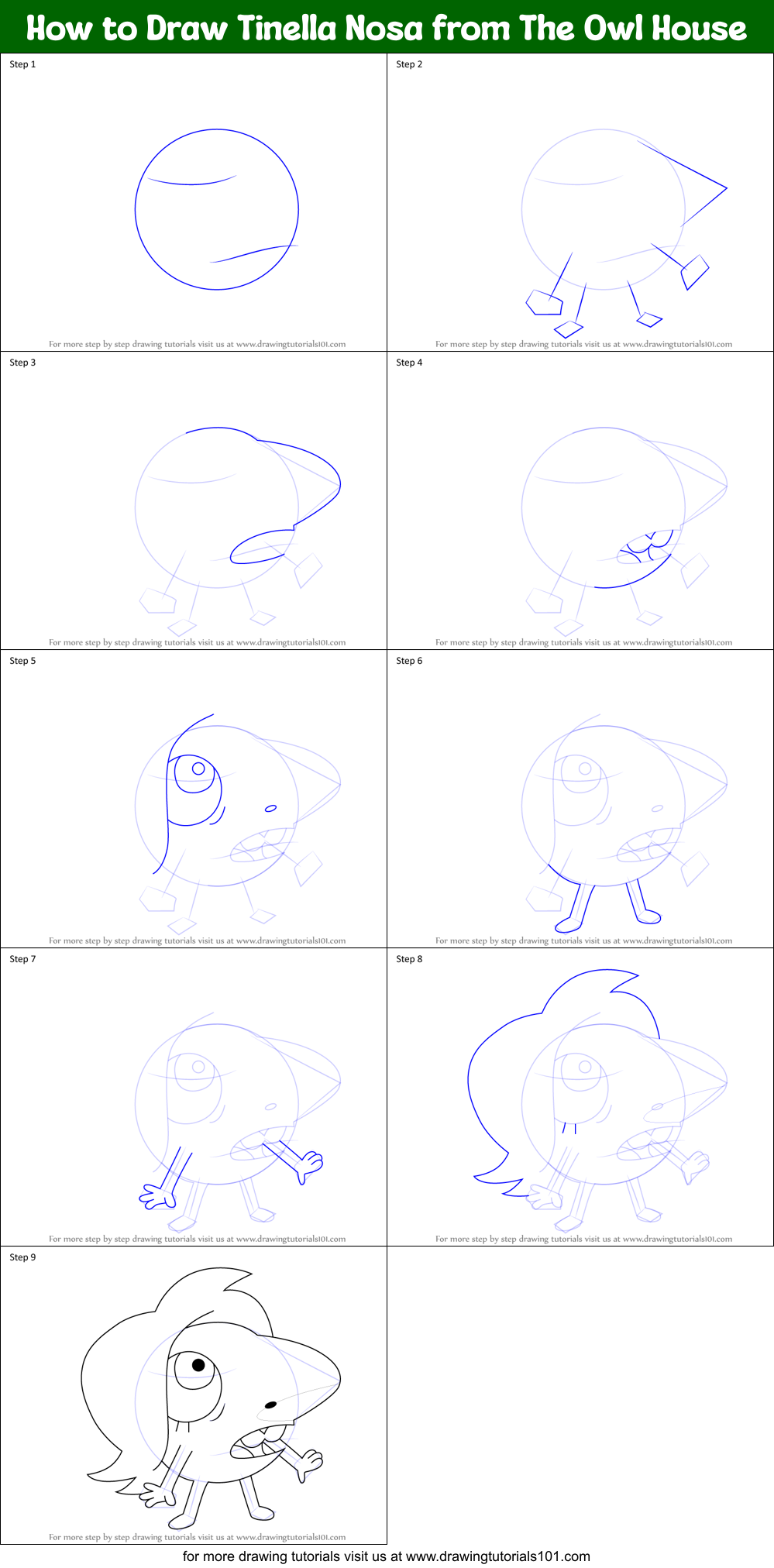 How to Draw Tinella Nosa from The Owl House Printable Step by Step