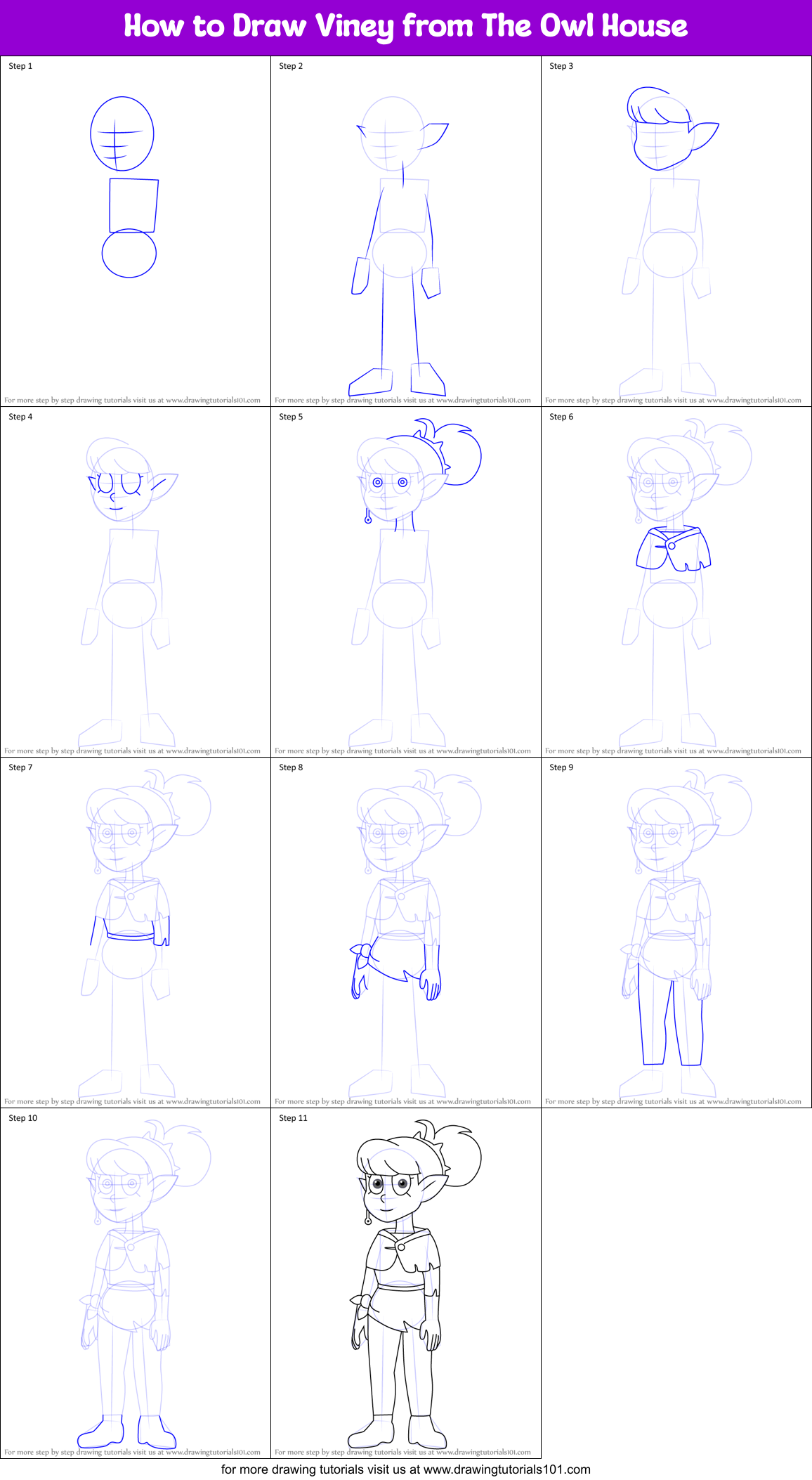 How to Draw Viney from The Owl House Printable Step by Step