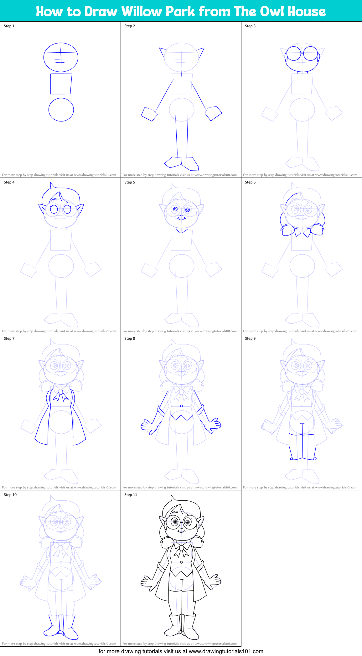 How to Draw Willow Park from The Owl House Printable Step by Step