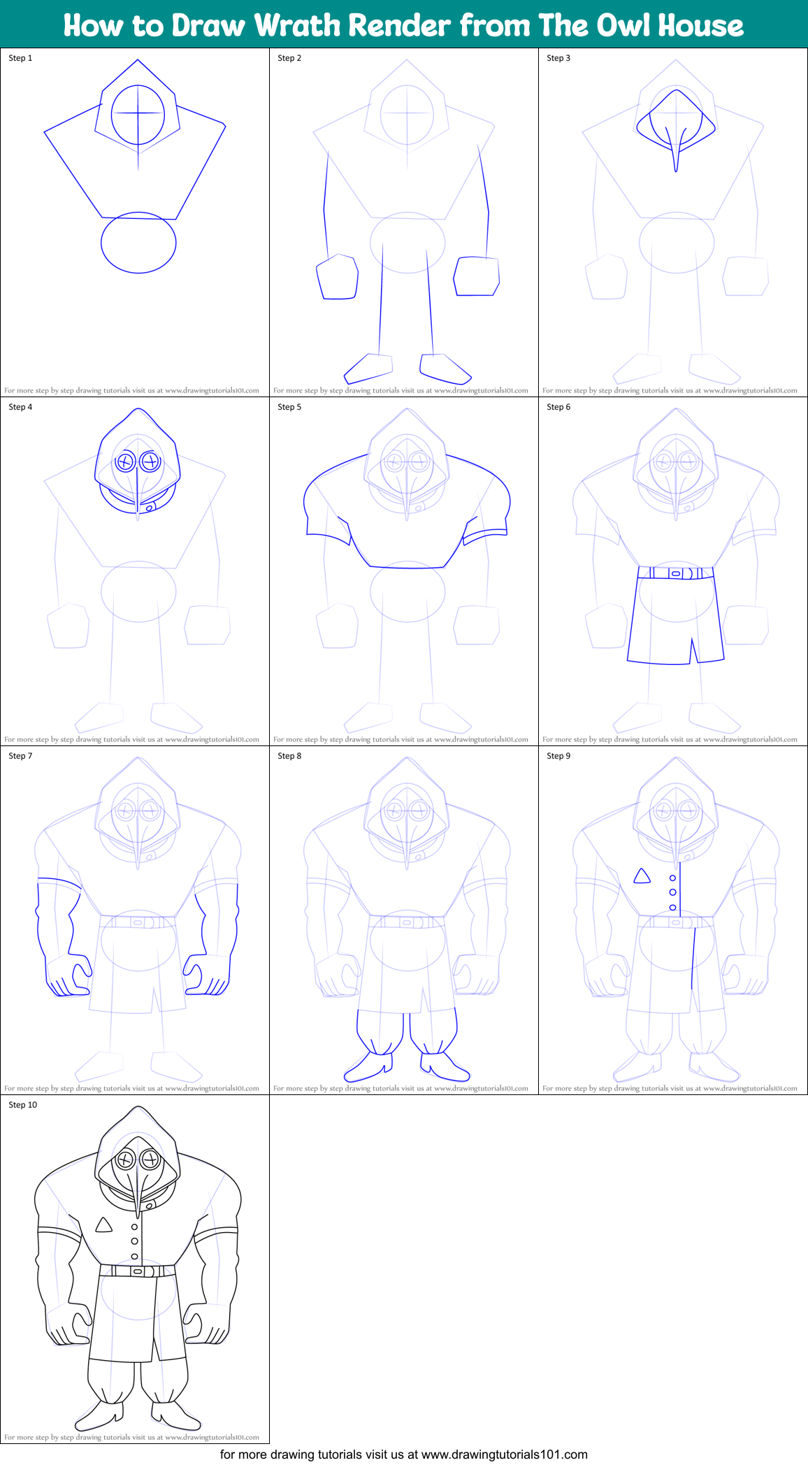 How to Draw Wrath Render from The Owl House Printable Step by Step