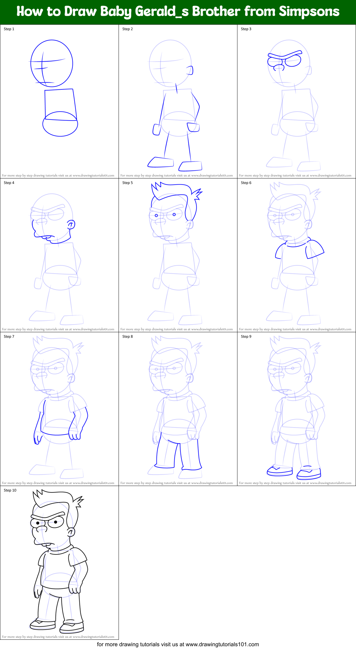 How to Draw Baby Gerald_s Brother from Simpsons Printable Step by Step