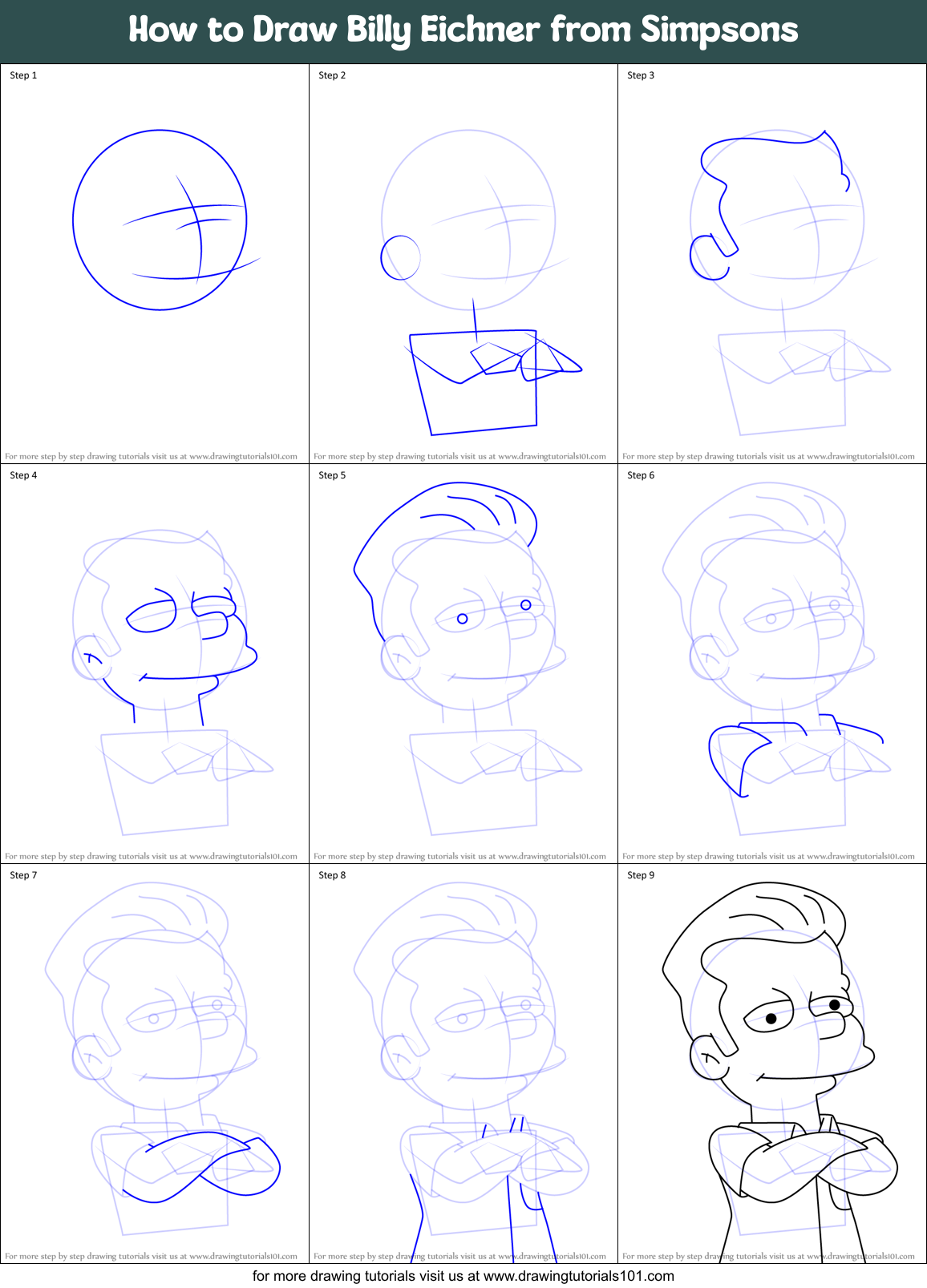 How to Draw Billy Eichner from Simpsons Printable Step by Step