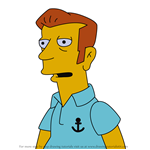 How to Draw Boat Clerk from Simpsons