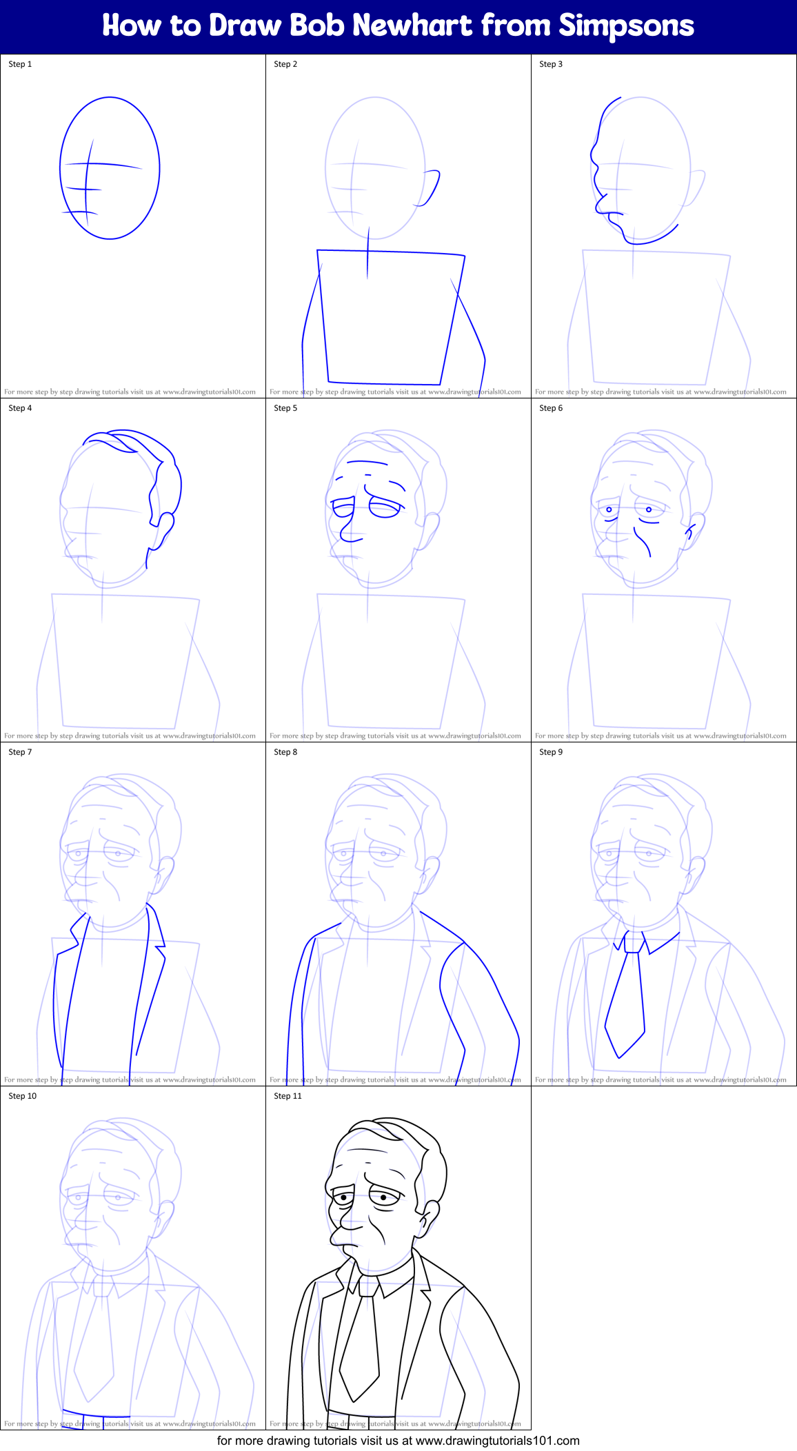 How to Draw Bob Newhart from Simpsons Printable Step by Step