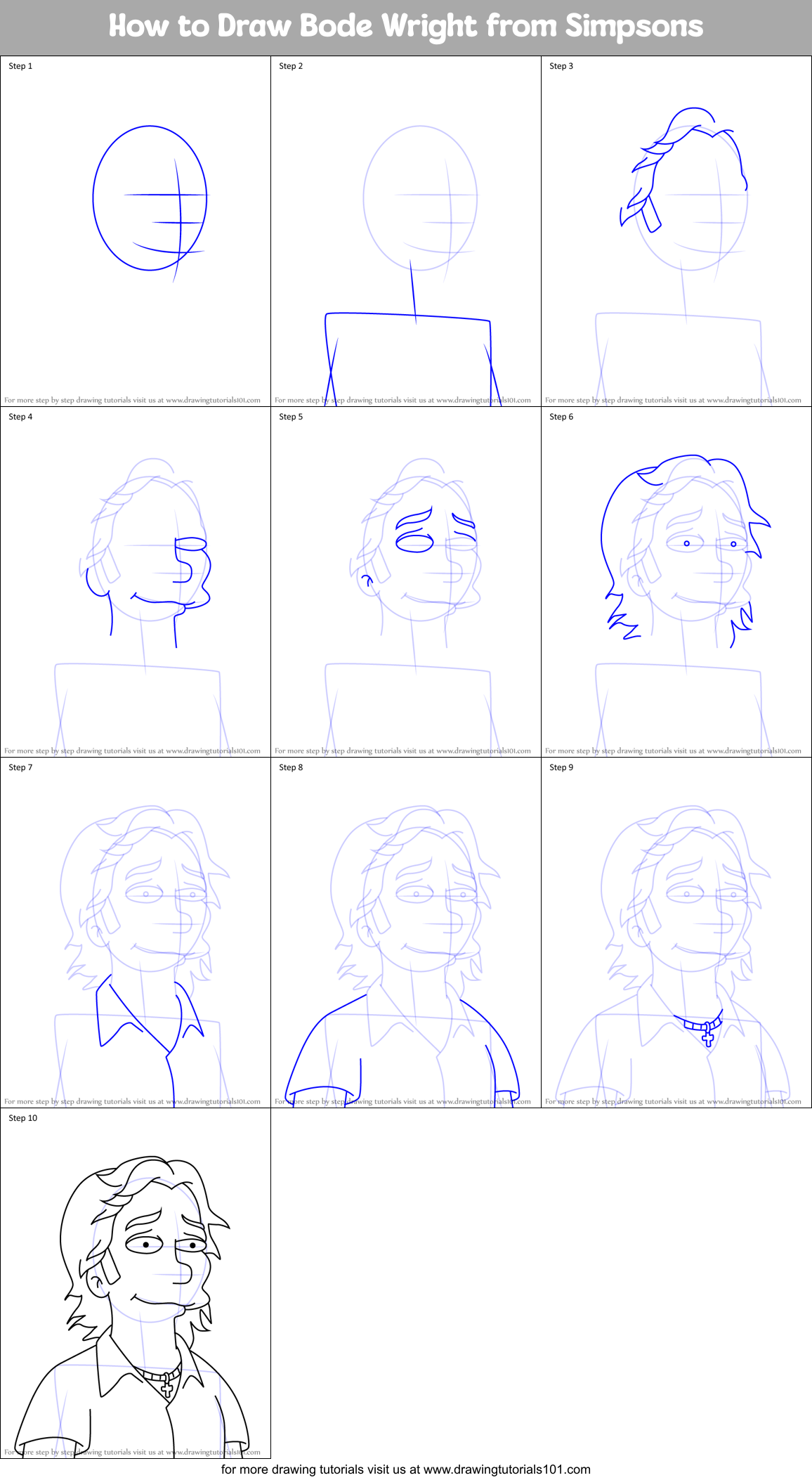 How to Draw Bode Wright from Simpsons Printable Step by Step