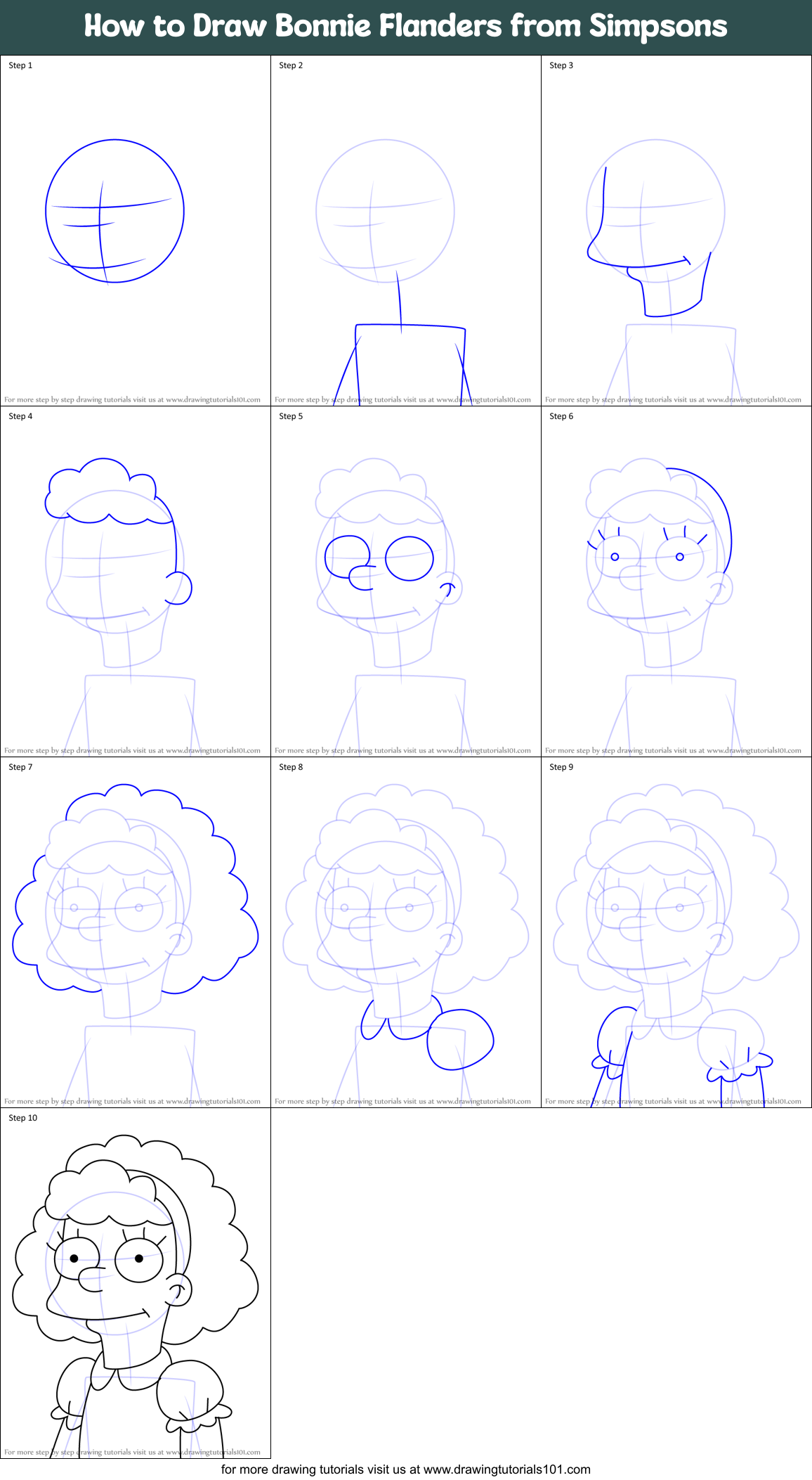 How to Draw Bonnie Flanders from Simpsons Printable Step by Step