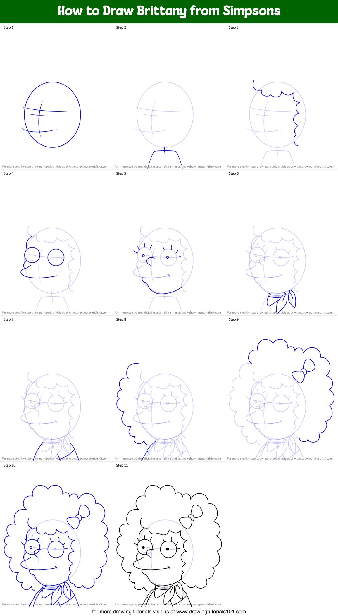 How to Draw Brittany from Simpsons Printable Step by Step