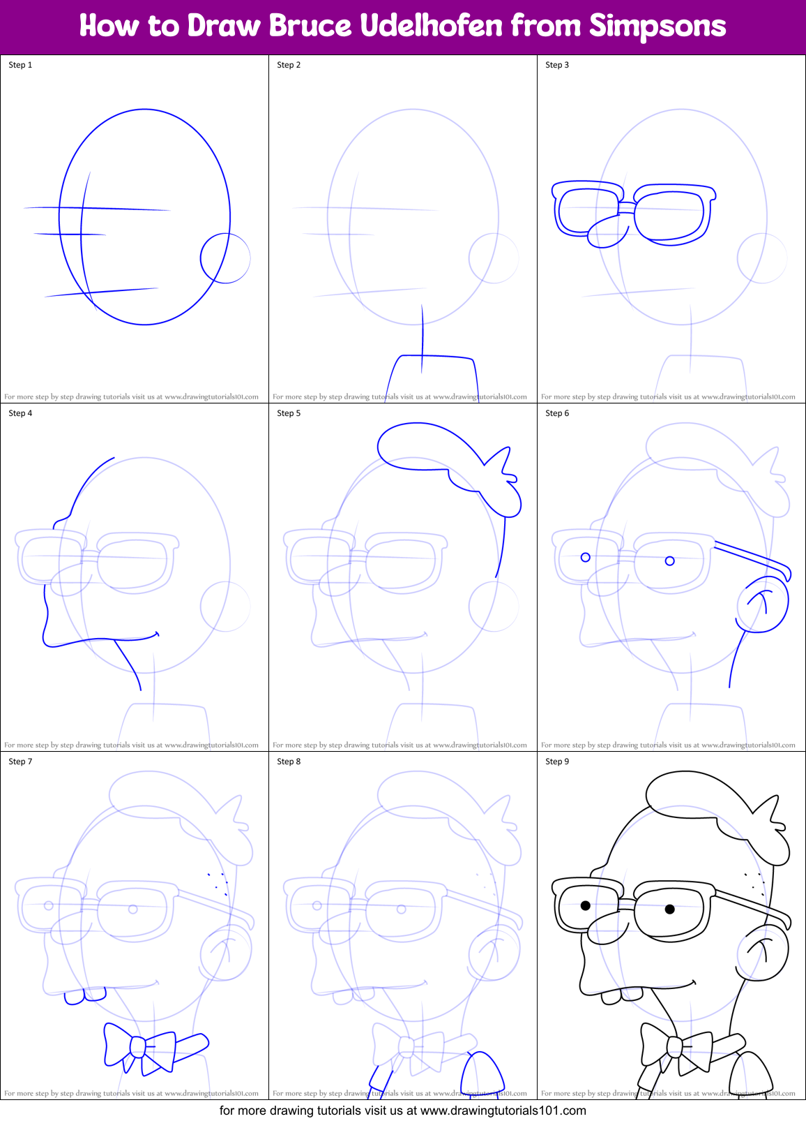 How to Draw Bruce Udelhofen from Simpsons Printable Step by Step