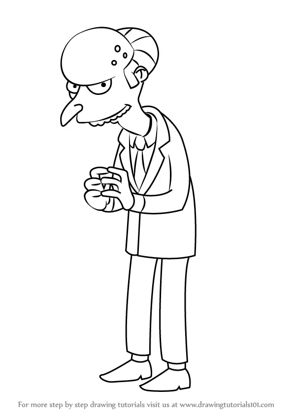 Step by Step How to Draw Charles Montgomery Burns from The Simpsons