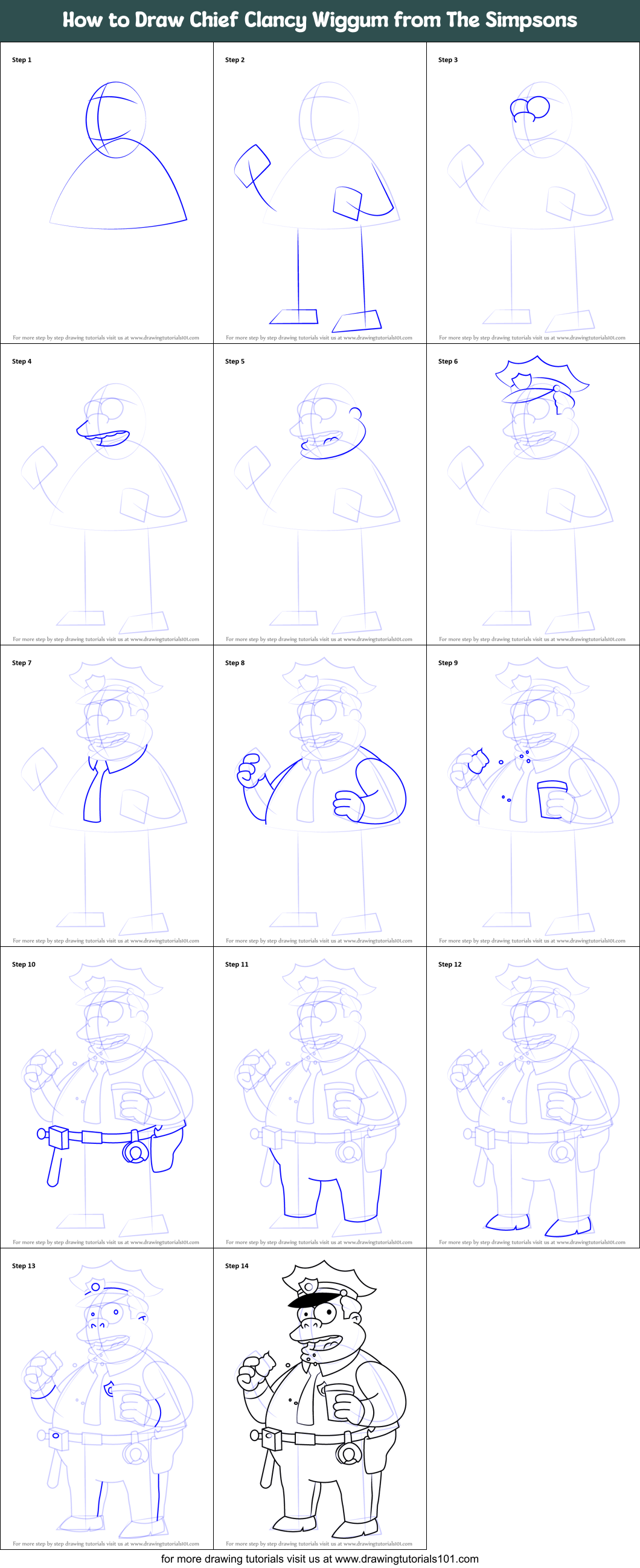 How to draw Ralph Wiggum picking his nose - Step by step drawing tutorials
