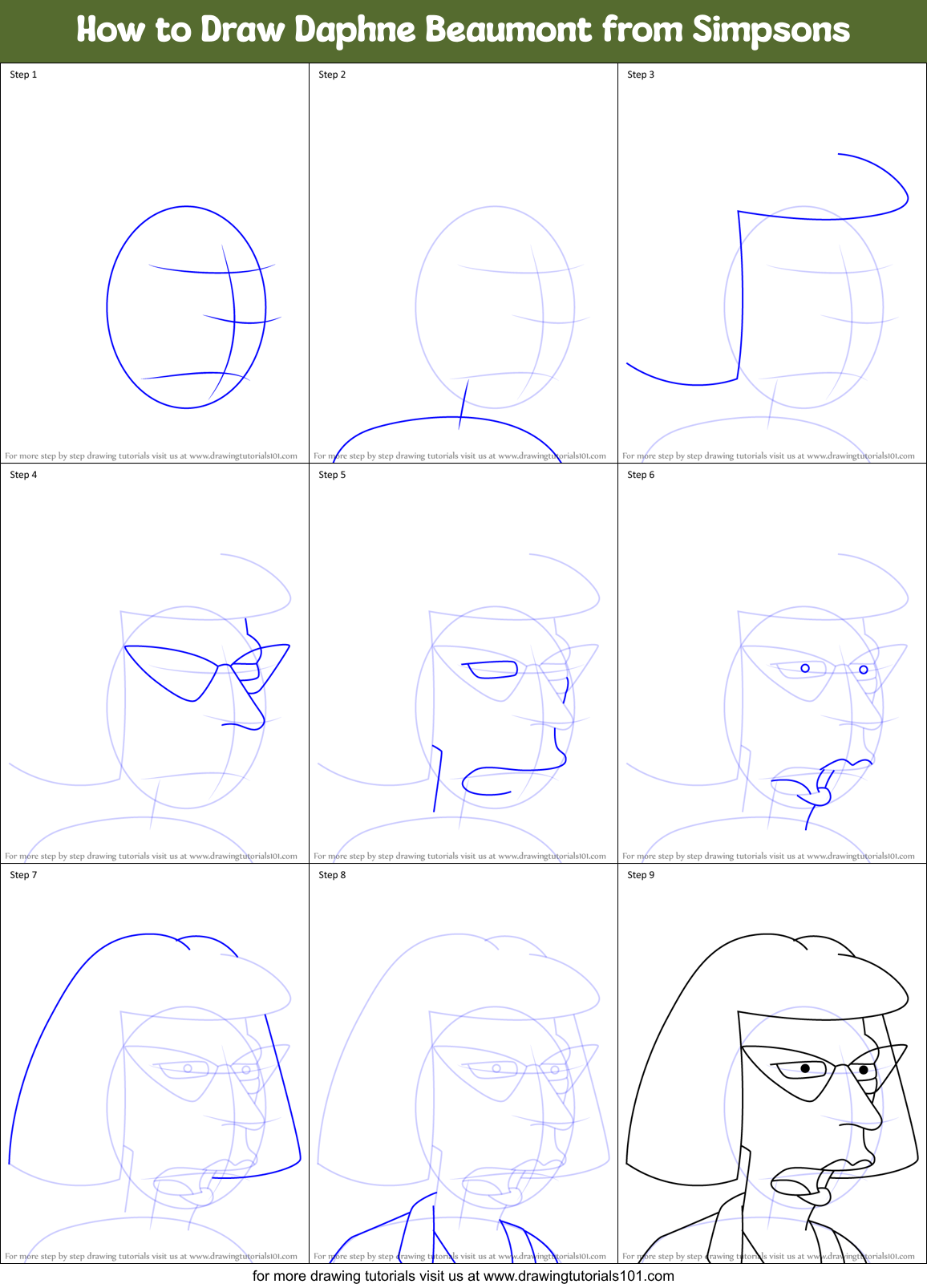 How to Draw Daphne Beaumont from Simpsons Printable Step by Step
