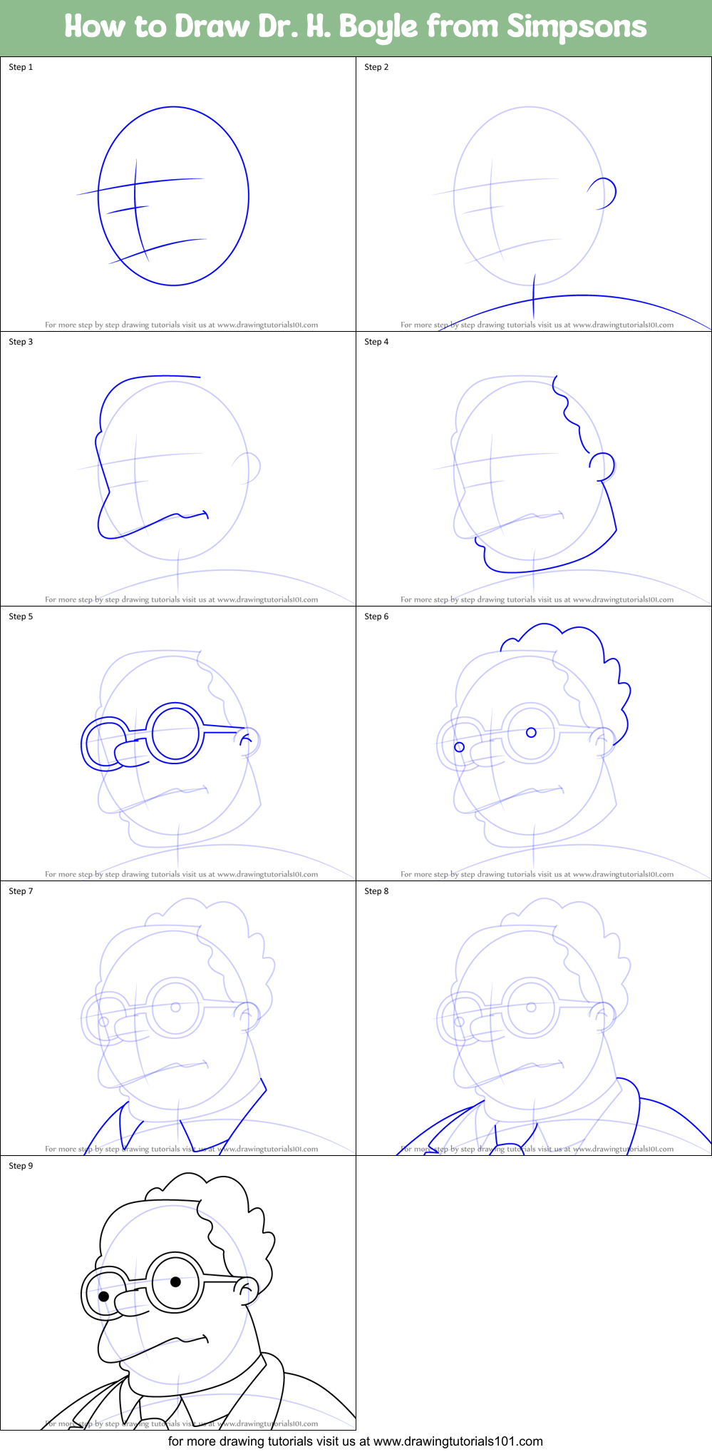 How to Draw Dr. H. Boyle from Simpsons Printable Step by Step