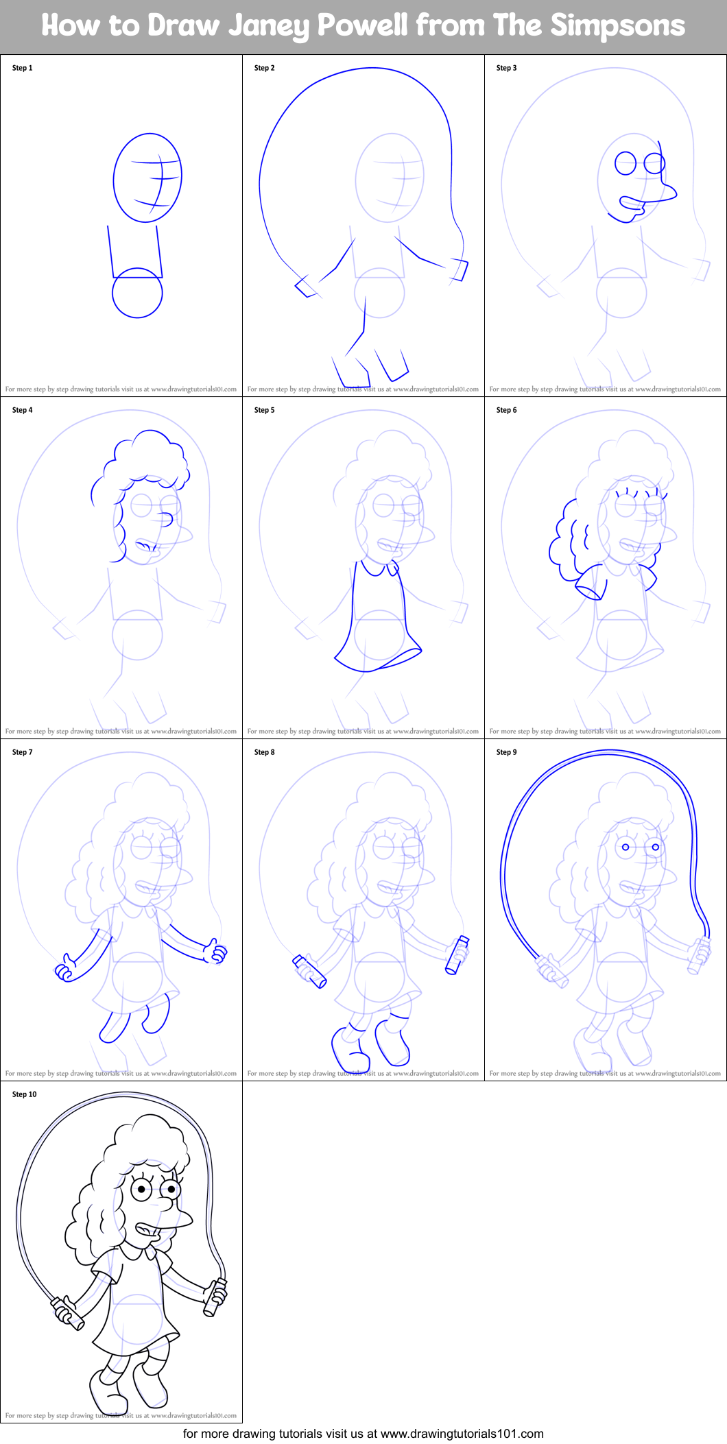 How to Draw Janey Powell from The Simpsons Printable Step by Step