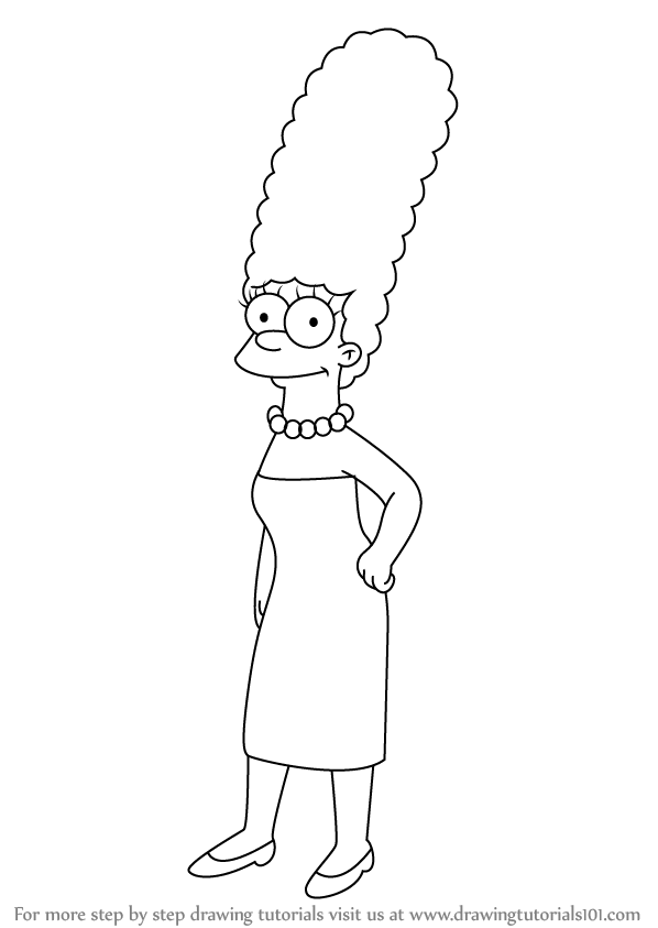 Learn How To Draw Marge Simpson From The Simpsons The Simpsons Step By Step Drawing Tutorials