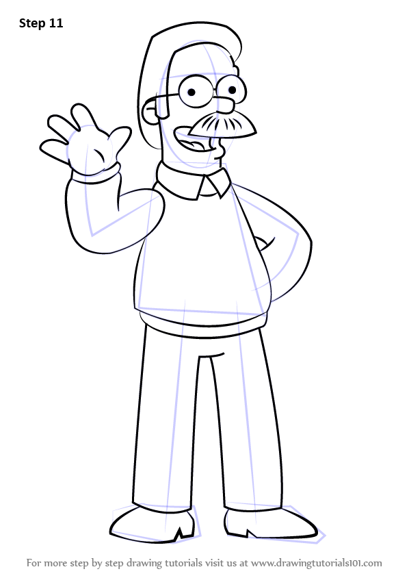 Step by Step How to Draw Ned Flanders from The Simpsons