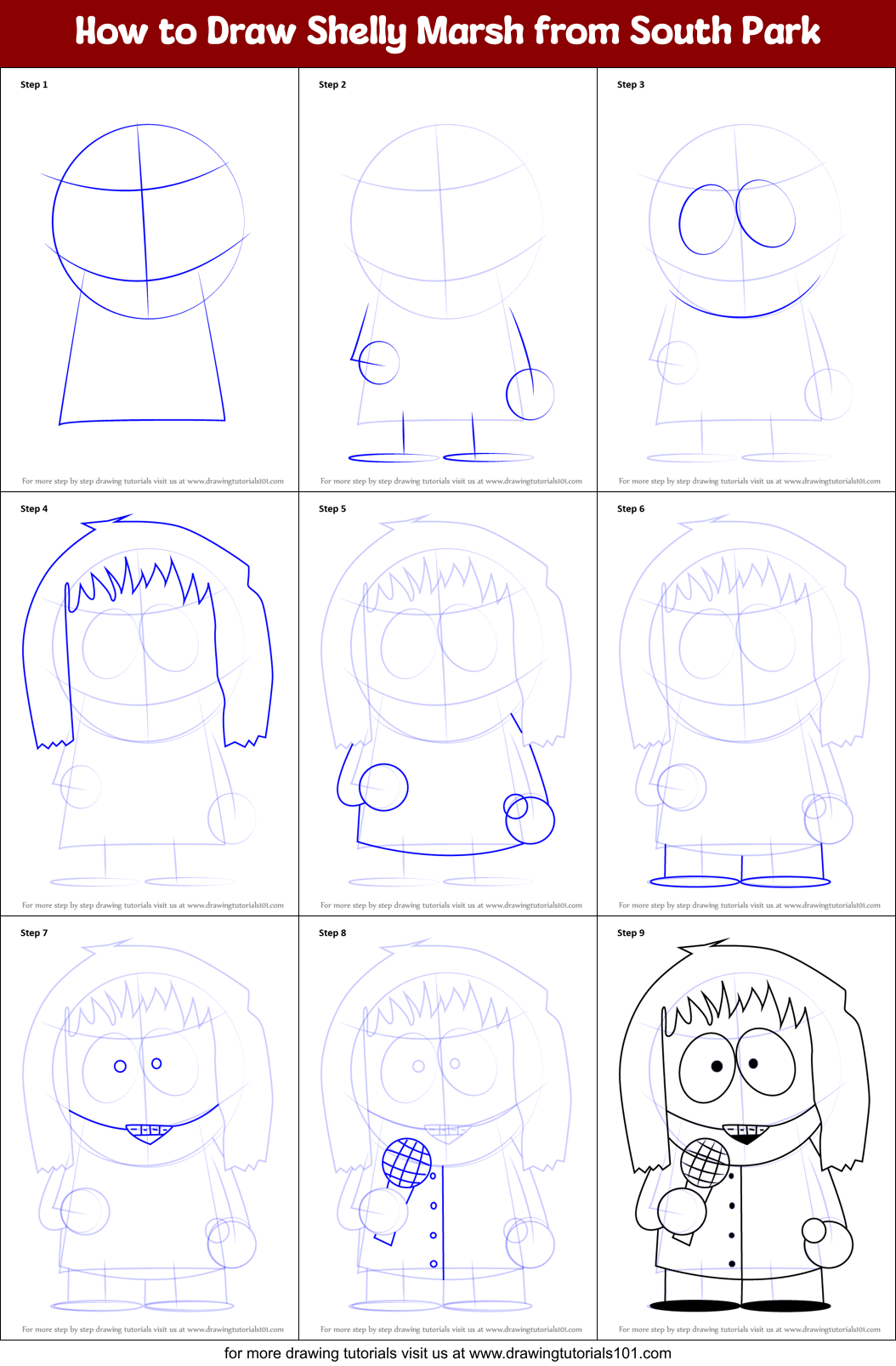 How to Draw Shelly Marsh from South Park Printable Step by Step
