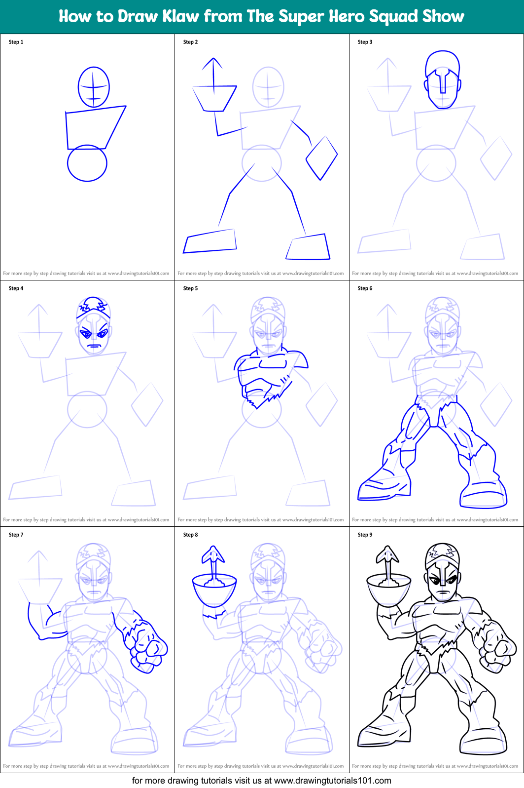 How to Draw Klaw from The Super Hero Squad Show Printable Step by Step