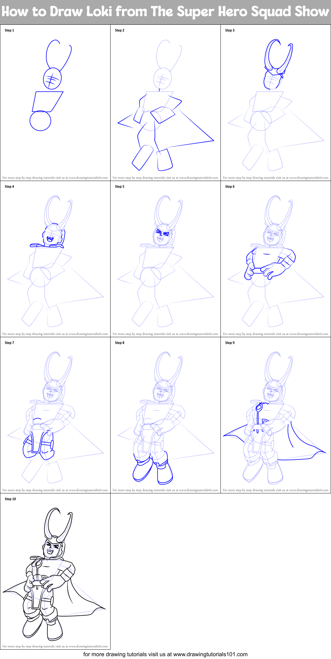 How to Draw Loki from The Super Hero Squad Show Printable Step by Step