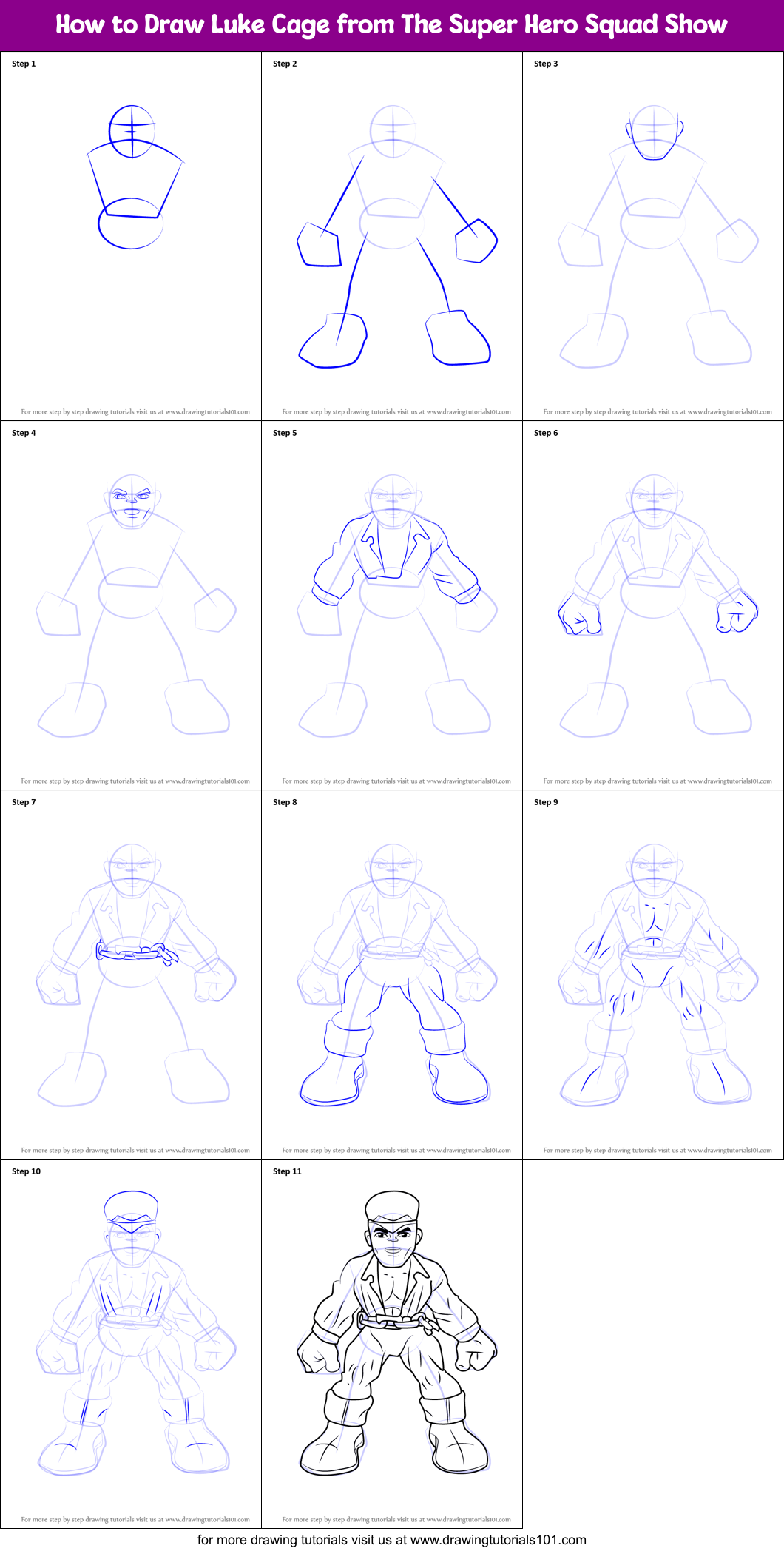 How to Draw Luke Cage from The Super Hero Squad Show Printable Step by Step