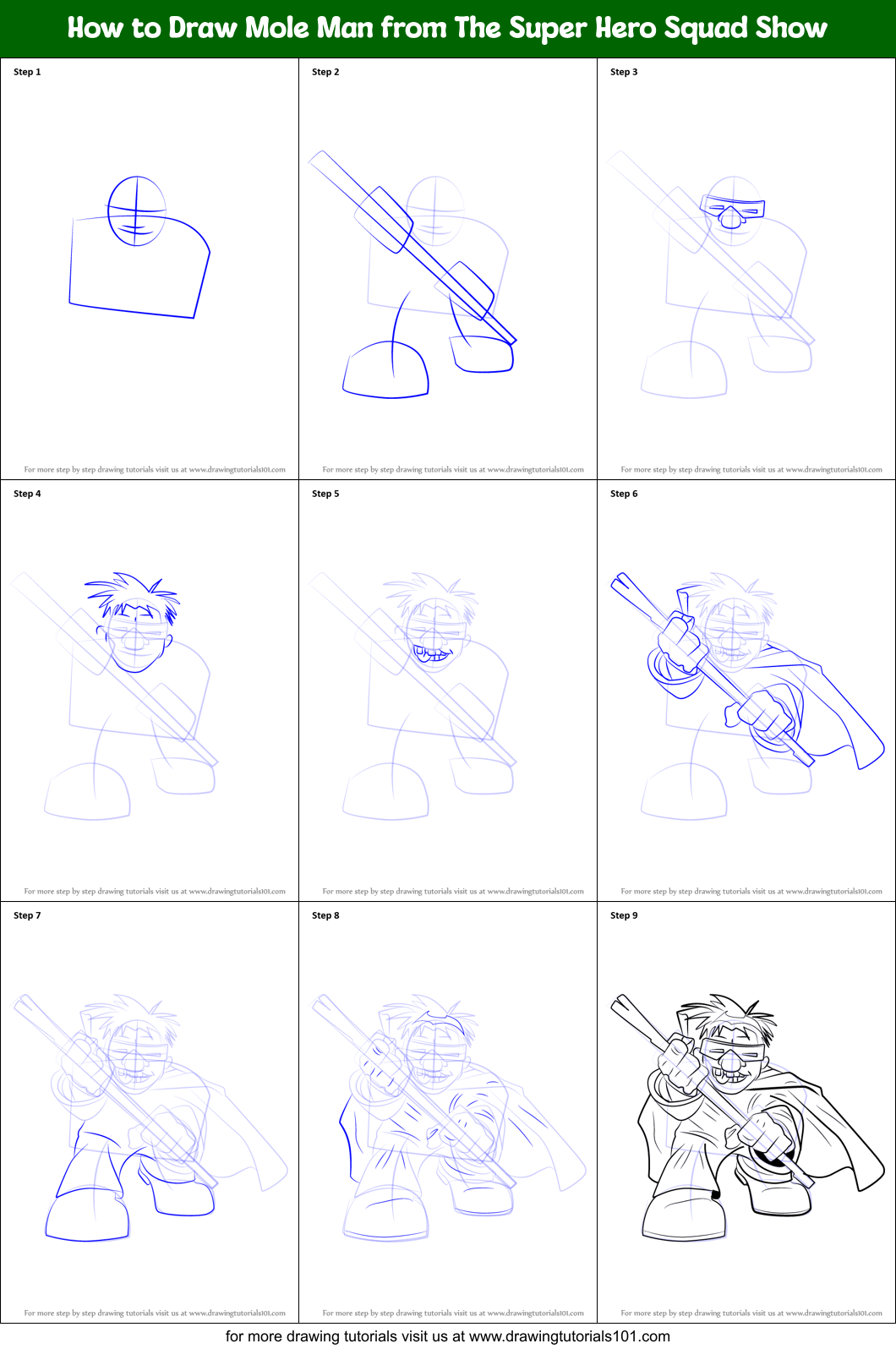 How to Draw Mole Man from The Super Hero Squad Show Printable Step by Step