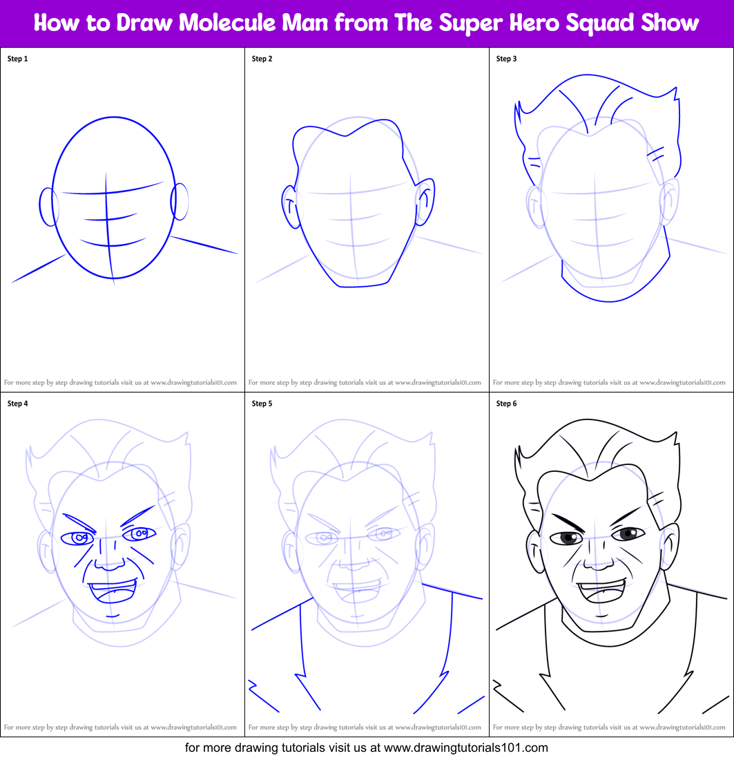 How to Draw Molecule Man from The Super Hero Squad Show Printable Step by Step