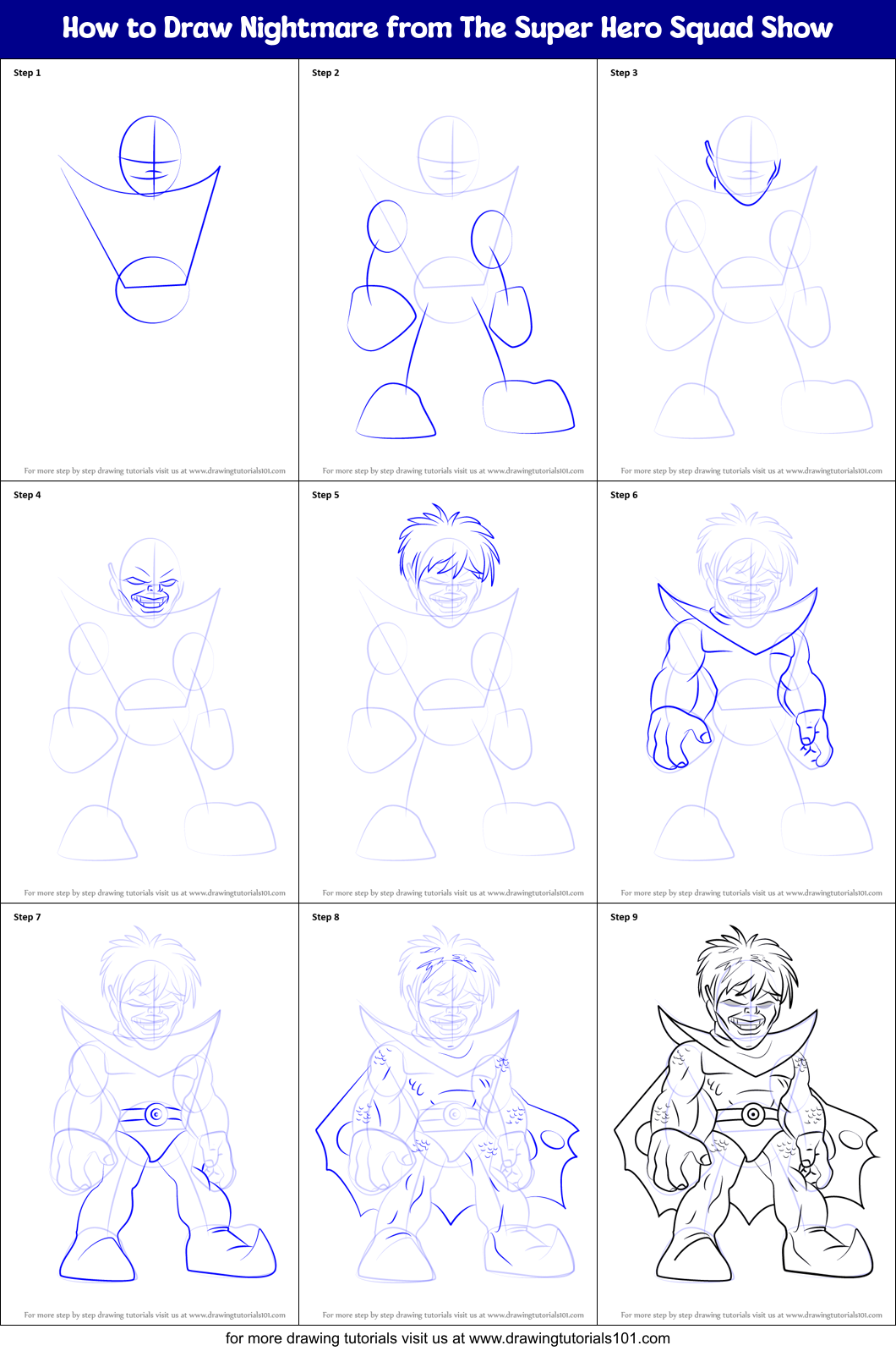 How to Draw Nightmare from The Super Hero Squad Show Printable Step by Step