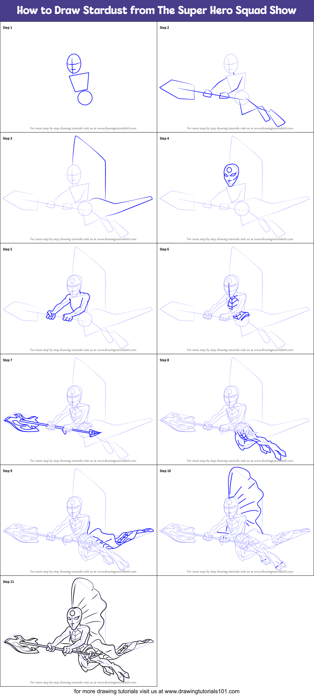 How to Draw Stardust from The Super Hero Squad Show Printable Step by Step