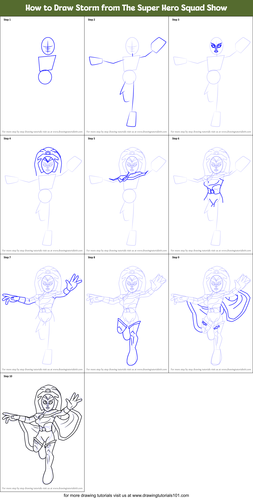 How to Draw Storm from The Super Hero Squad Show Printable Step by Step