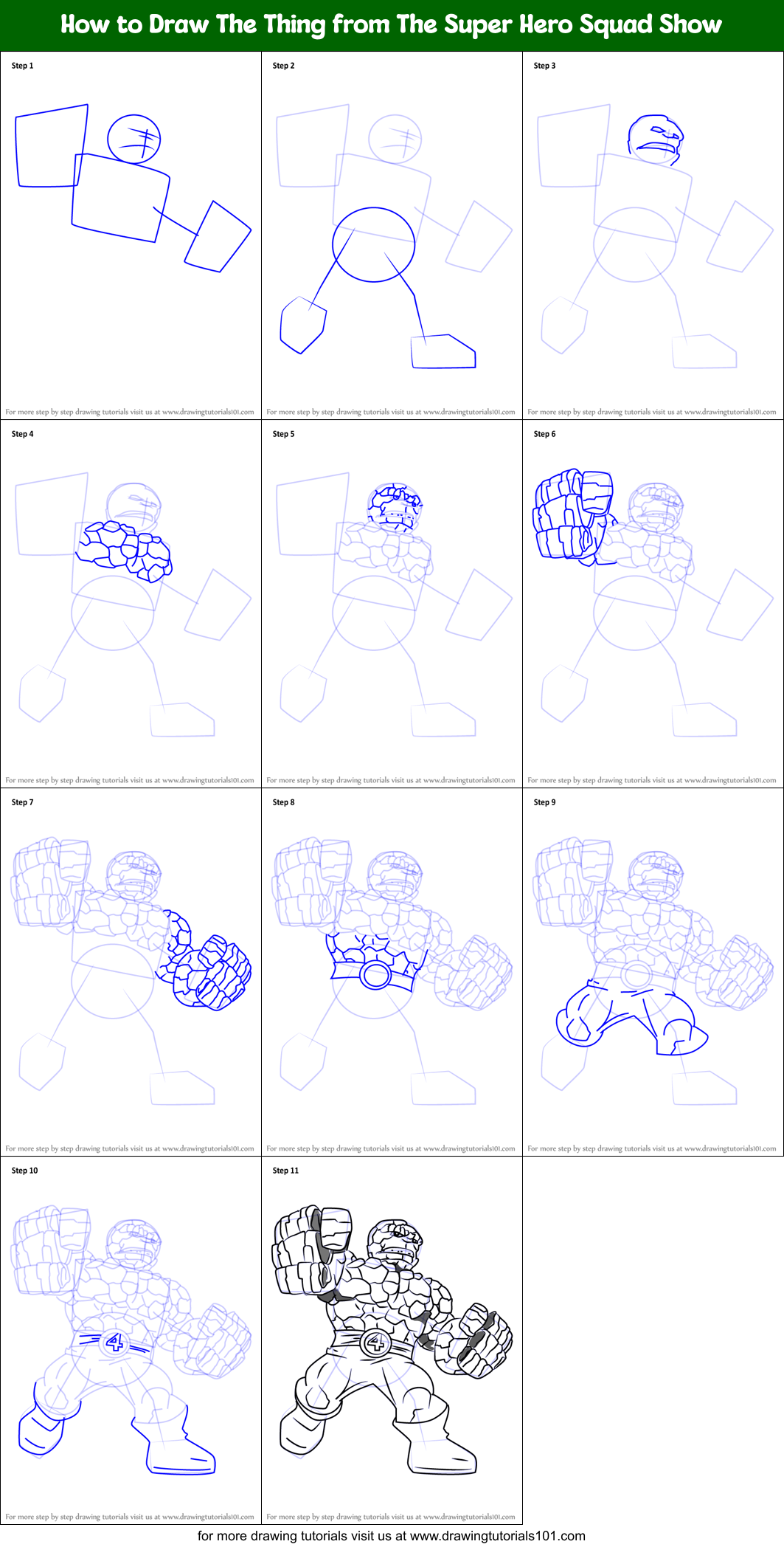 How to Draw The Thing from The Super Hero Squad Show Printable Step by Step