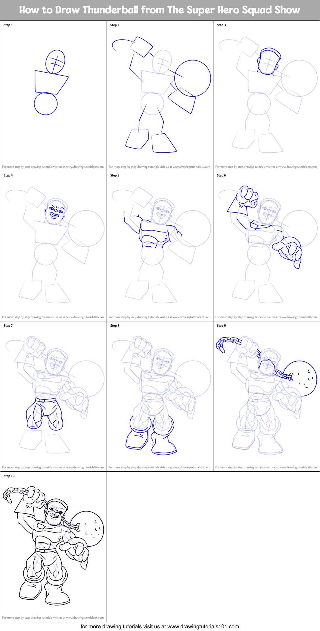 How to Draw Thunderball from The Super Hero Squad Show Printable Step by Step