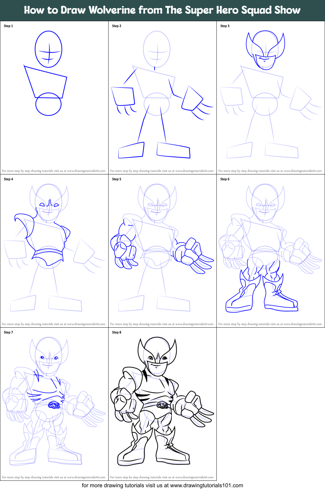 How to Draw Wolverine from The Super Hero Squad Show Printable Step by Step