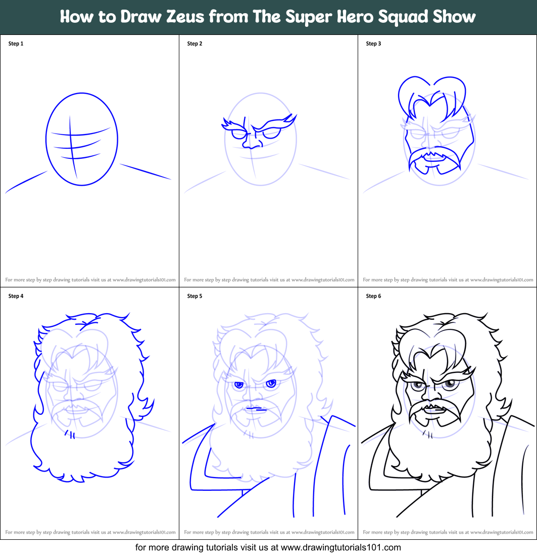 How to Draw Zeus from The Super Hero Squad Show printable step by step ...
