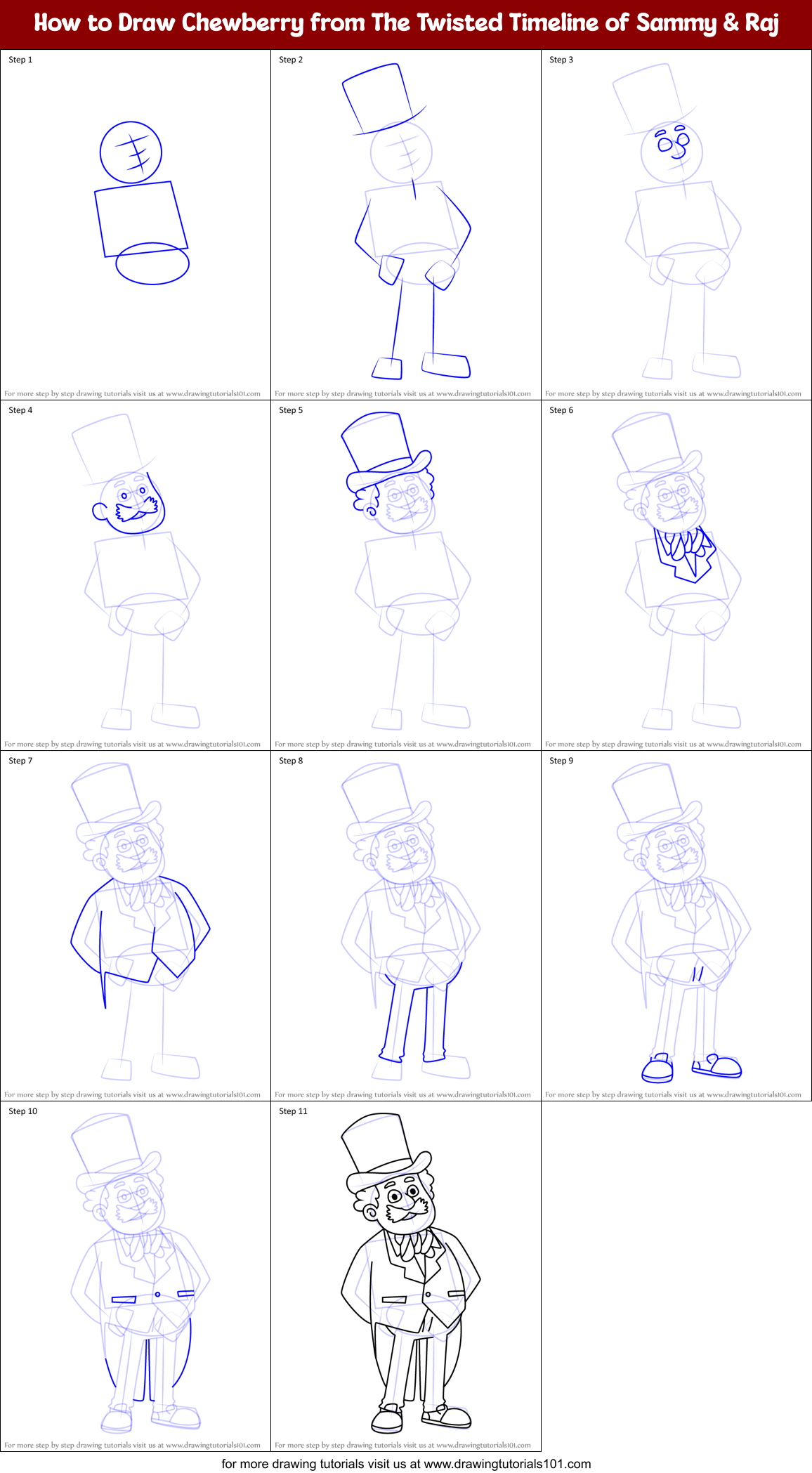 How to Draw Chewberry from The Twisted Timeline of Sammy & Raj Printable Step by Step