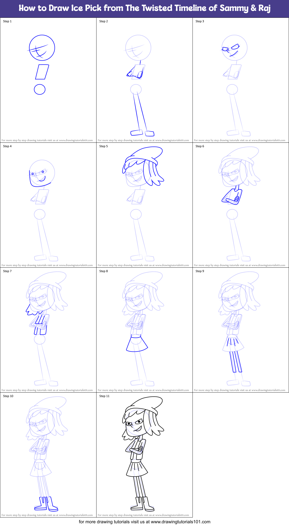 How to Draw Ice Pick from The Twisted Timeline of Sammy & Raj Printable Step by Step