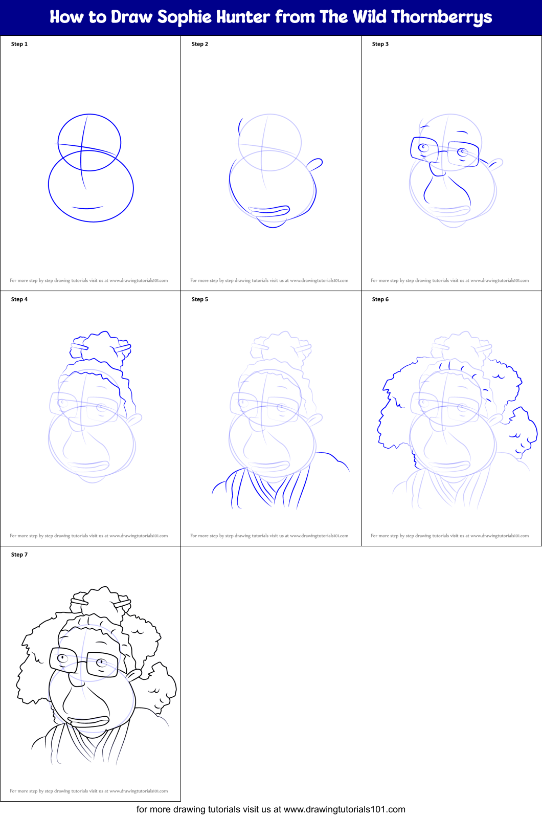 How to Draw Sophie Hunter from The Wild Thornberrys Printable Step by Step