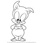 How to Draw Hamton Pig from Tiny Toon Adventures