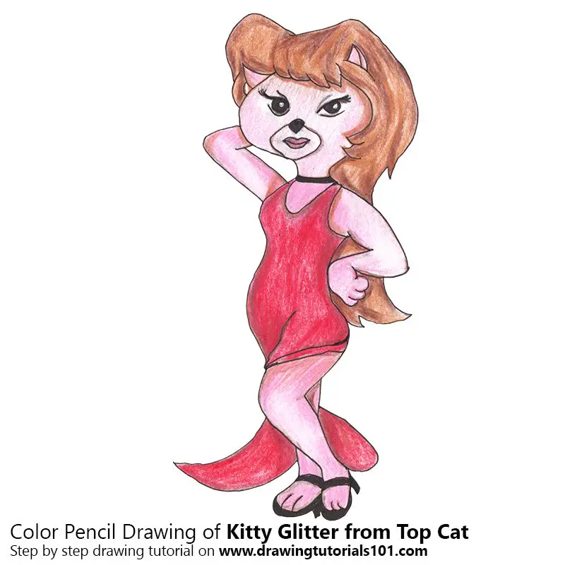 Kitty Glitter from Top Cat Color Pencil Drawing