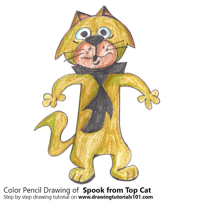 How to Draw Spook from Top Cat by Color Pencils